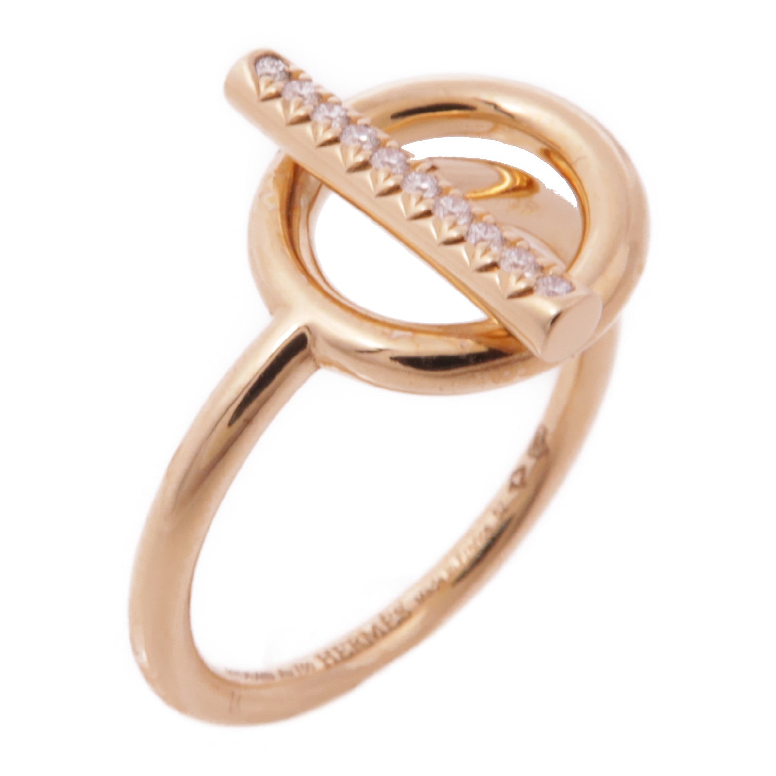 HERMES 18K玫瑰金Echappee Ring鑽石戒指Hermes#52/US#6