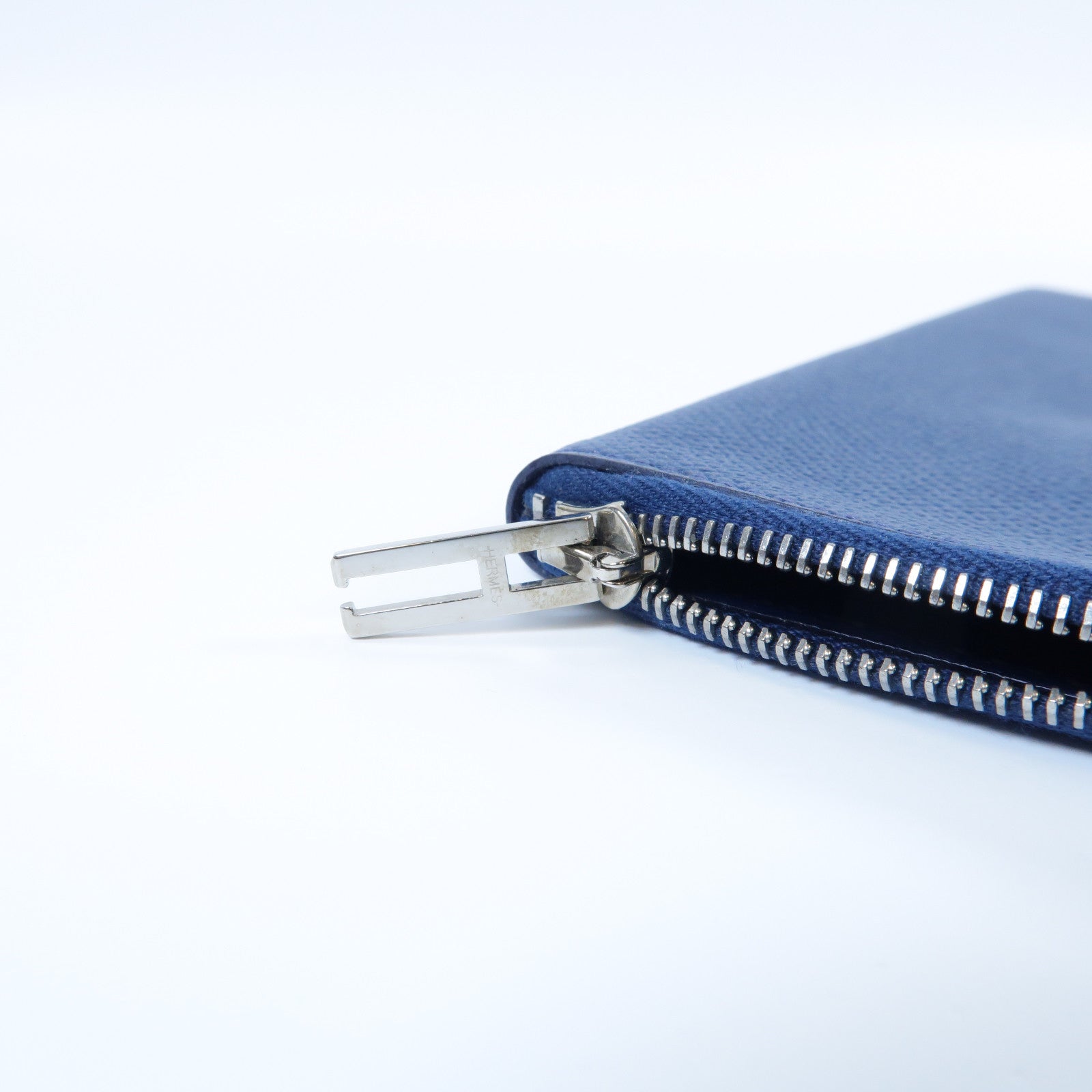HERMES 【激減優惠】Epsom皮革Pouch Long Wallet銀扣長錢包啡色/藍色