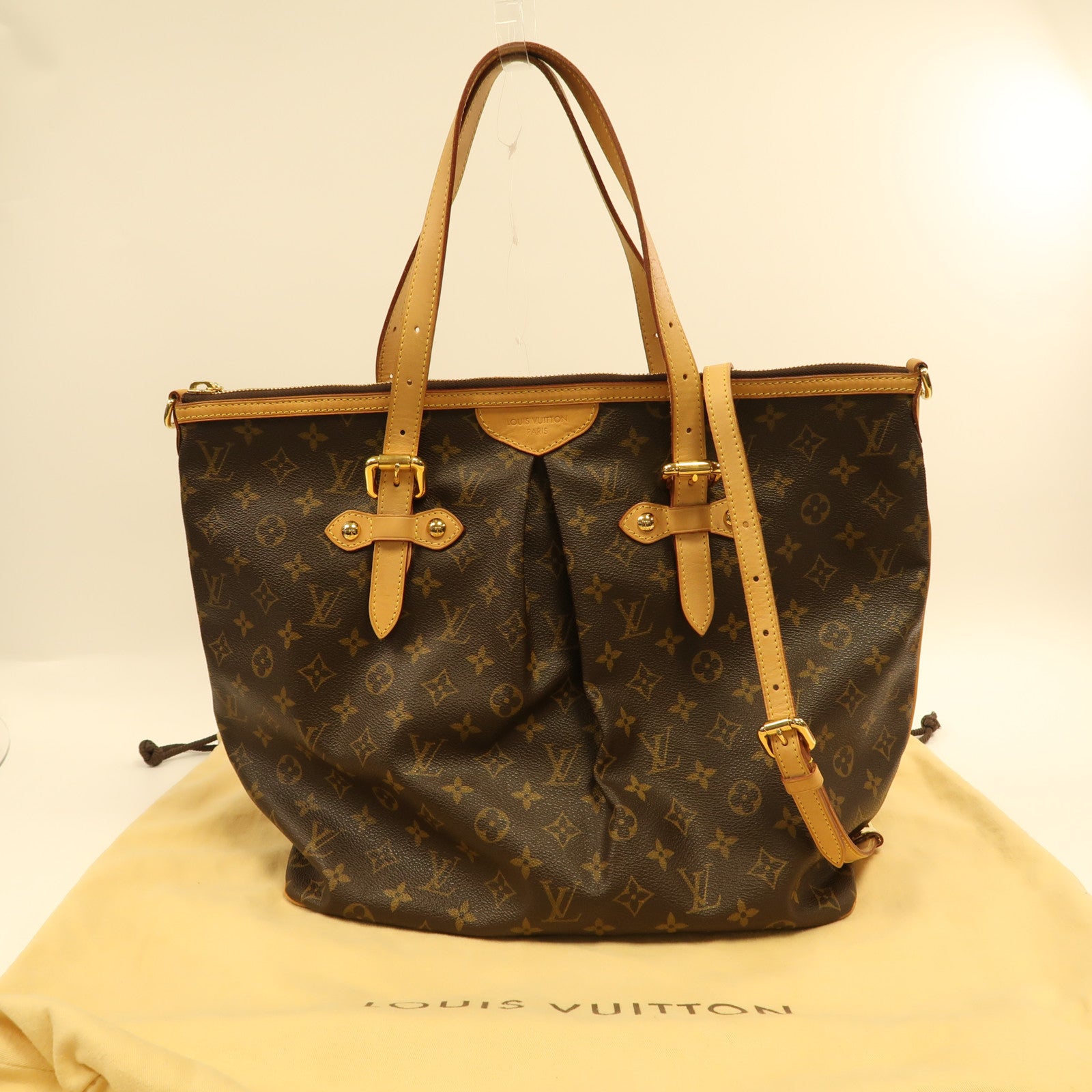 LOUIS VUITTON Monogram Palermo GM金扣手挽肩背兩用袋啡色