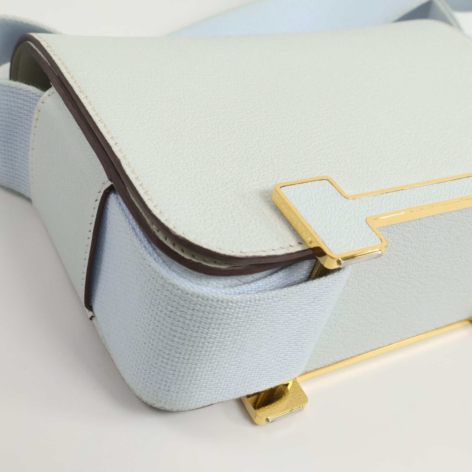 HERMES Chevre皮革Geta肩背袋Blue Brume