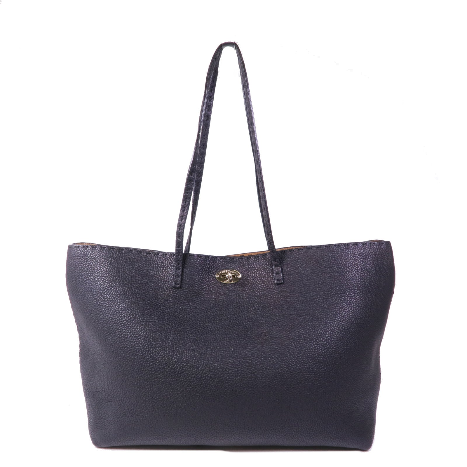 FENDI 牛皮皮革Shoulder Tote銀扣肩背袋/手挽袋