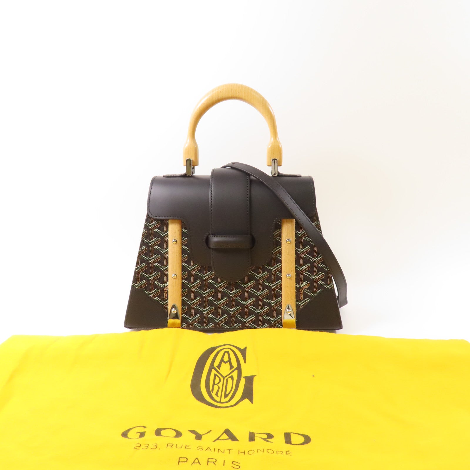 GOYARD 塗層帆布/皮革Saigon銀扣手挽肩背兩用袋