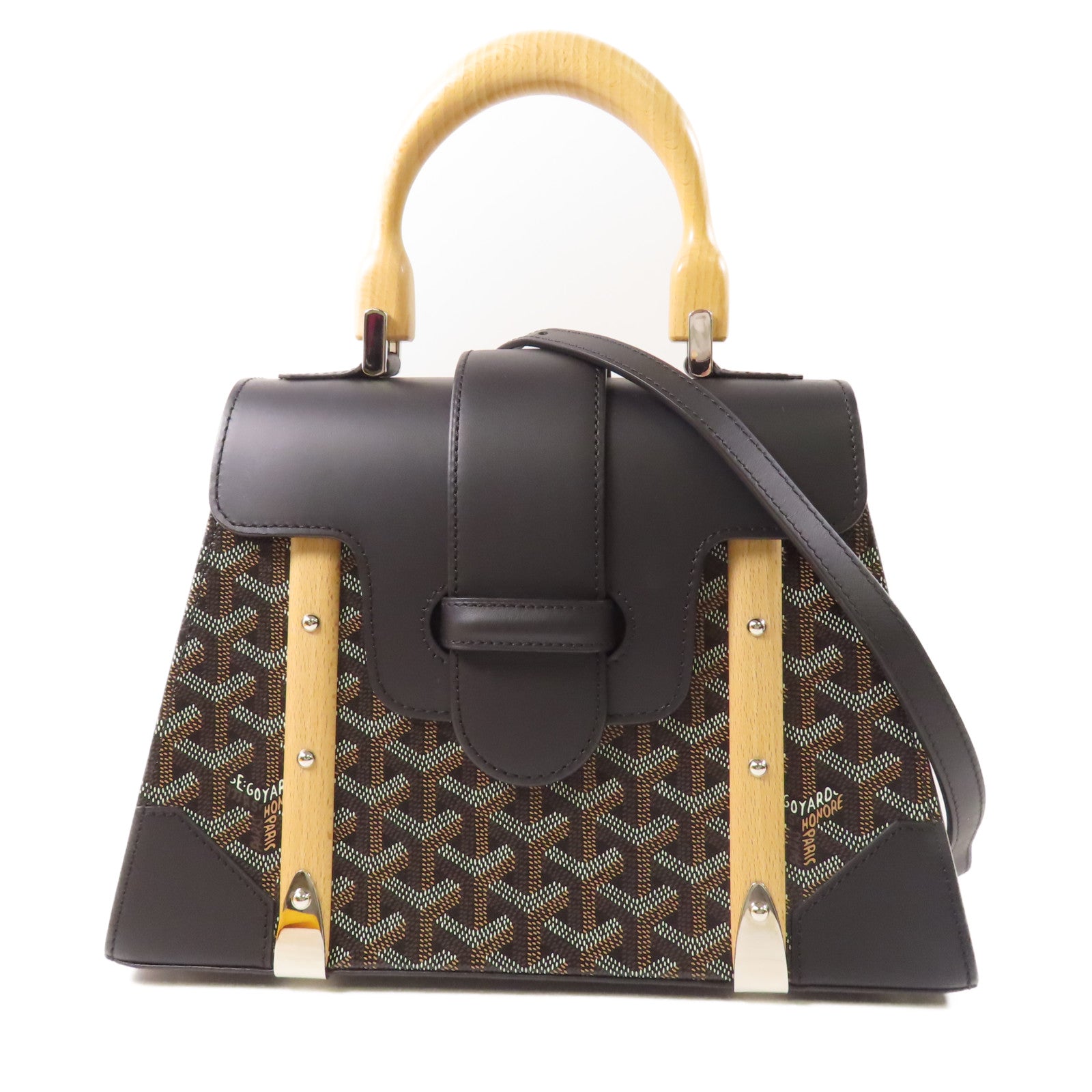GOYARD 塗層帆布/皮革Saigon銀扣手挽肩背兩用袋