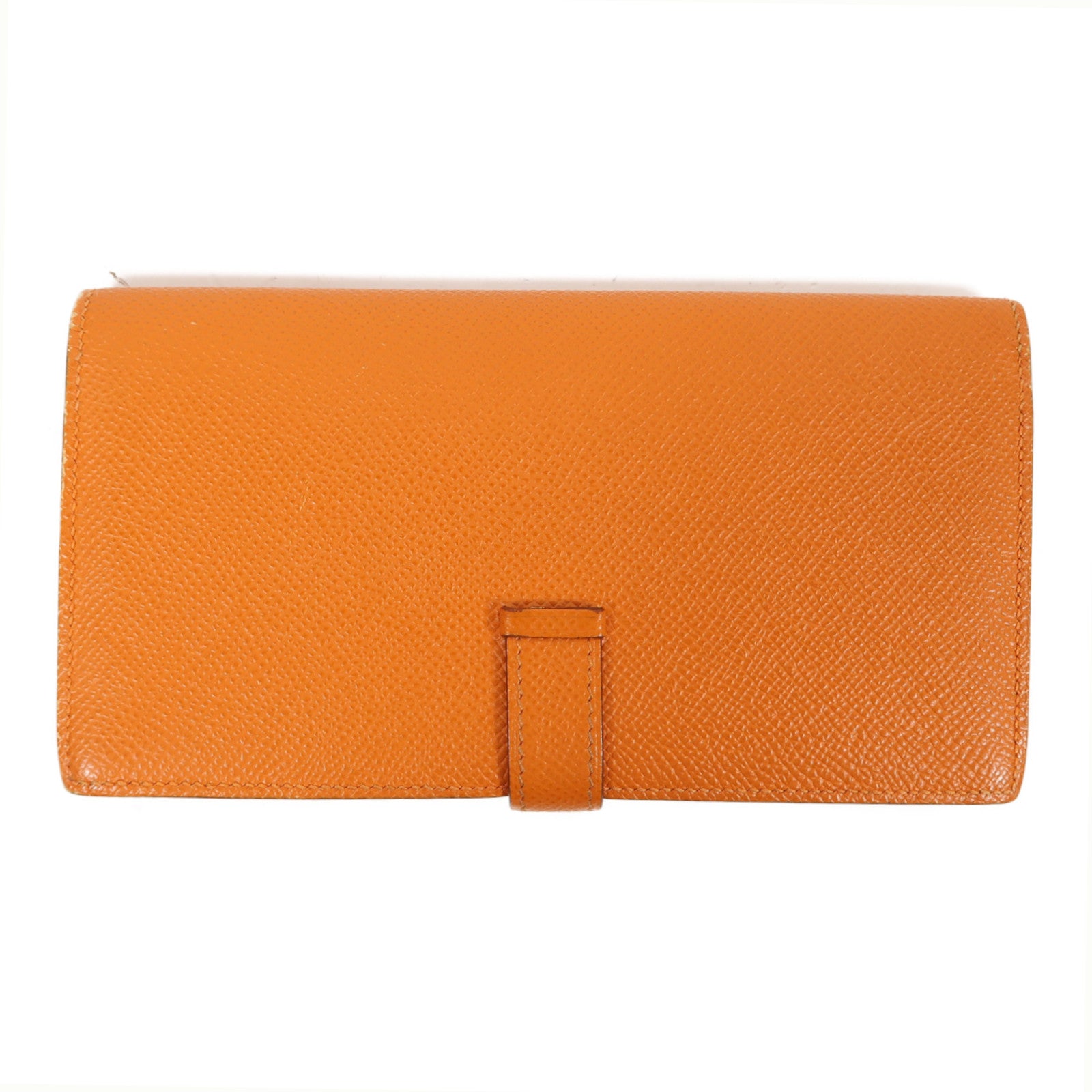 HERMES 【激減優惠】Epsom皮革Bearn Long Wallet銀扣長錢包橙色