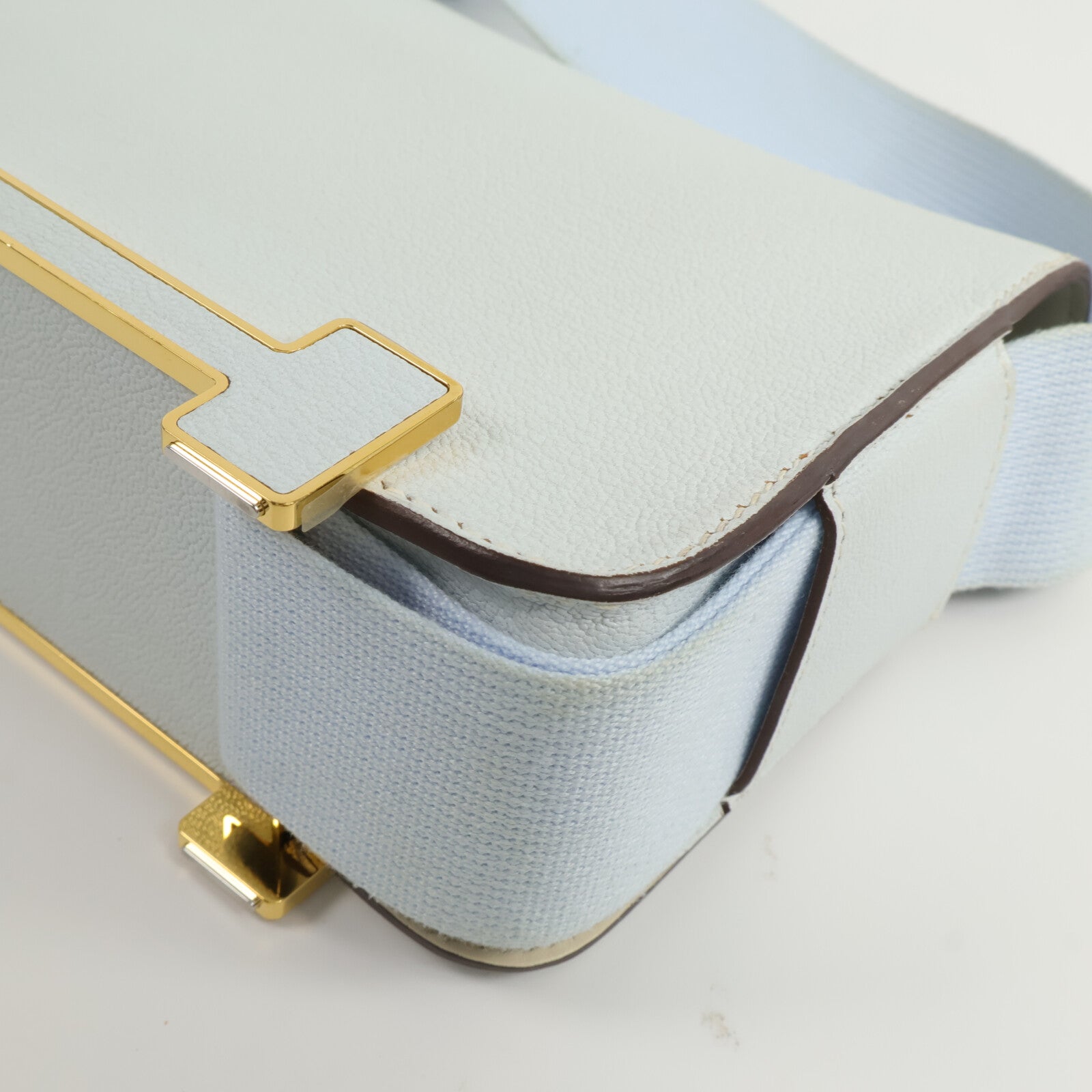 HERMES Chevre皮革Geta肩背袋Blue Brume