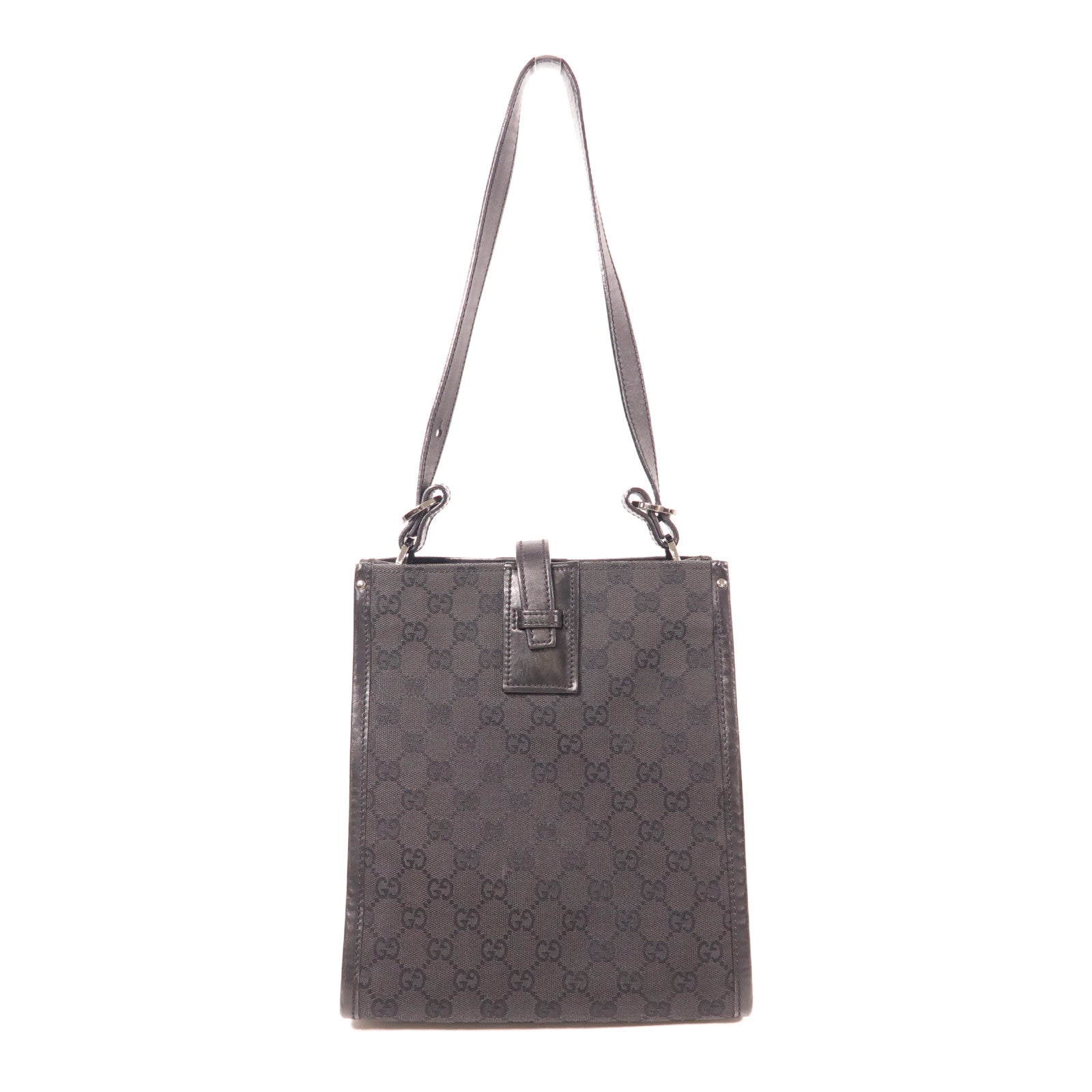 GUCCI 帆布Shoulder Tote銀扣肩背袋