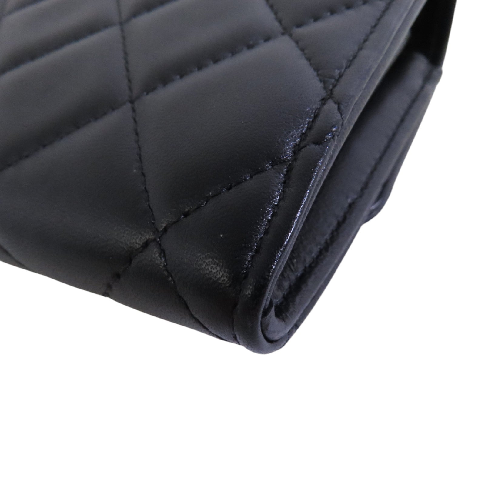 CHANEL 羊皮皮革Long Wallet金扣長錢包