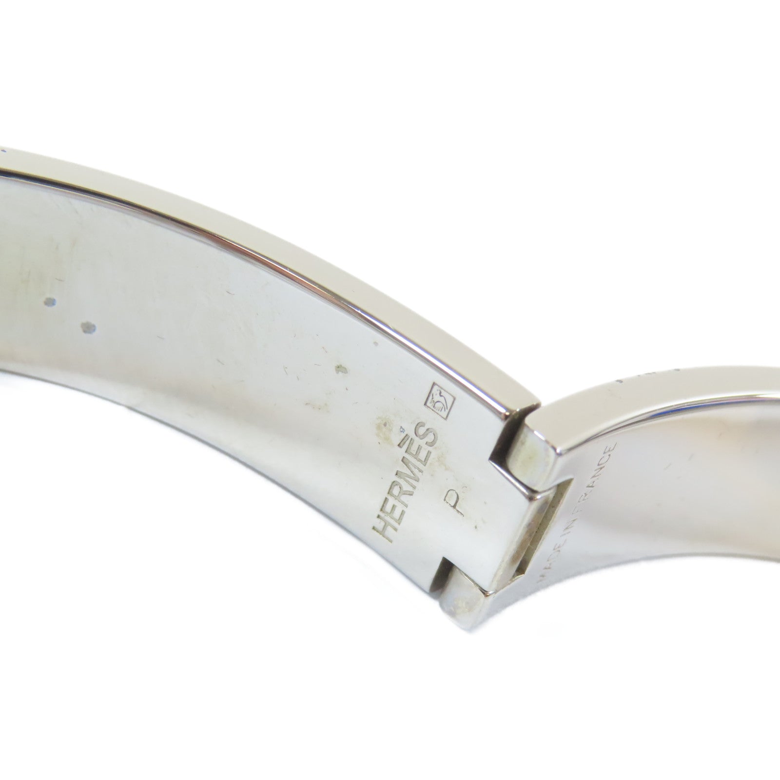 HERMES 金屬Clic H Bracelet手鐲銀色/粉紅色#17cm
