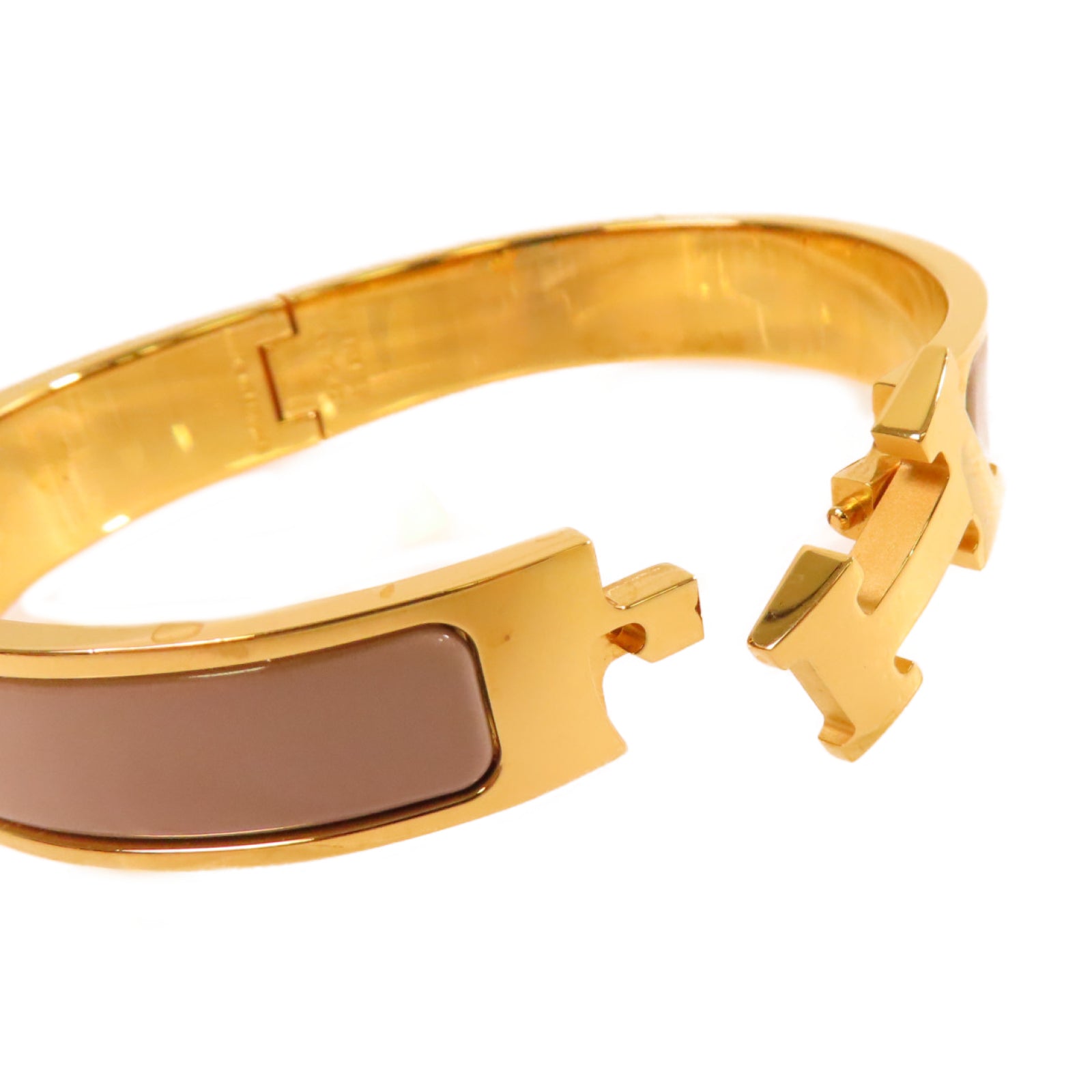 HERMES 金屬/琺瑯Clic H Bracelet金扣手鐲灰色