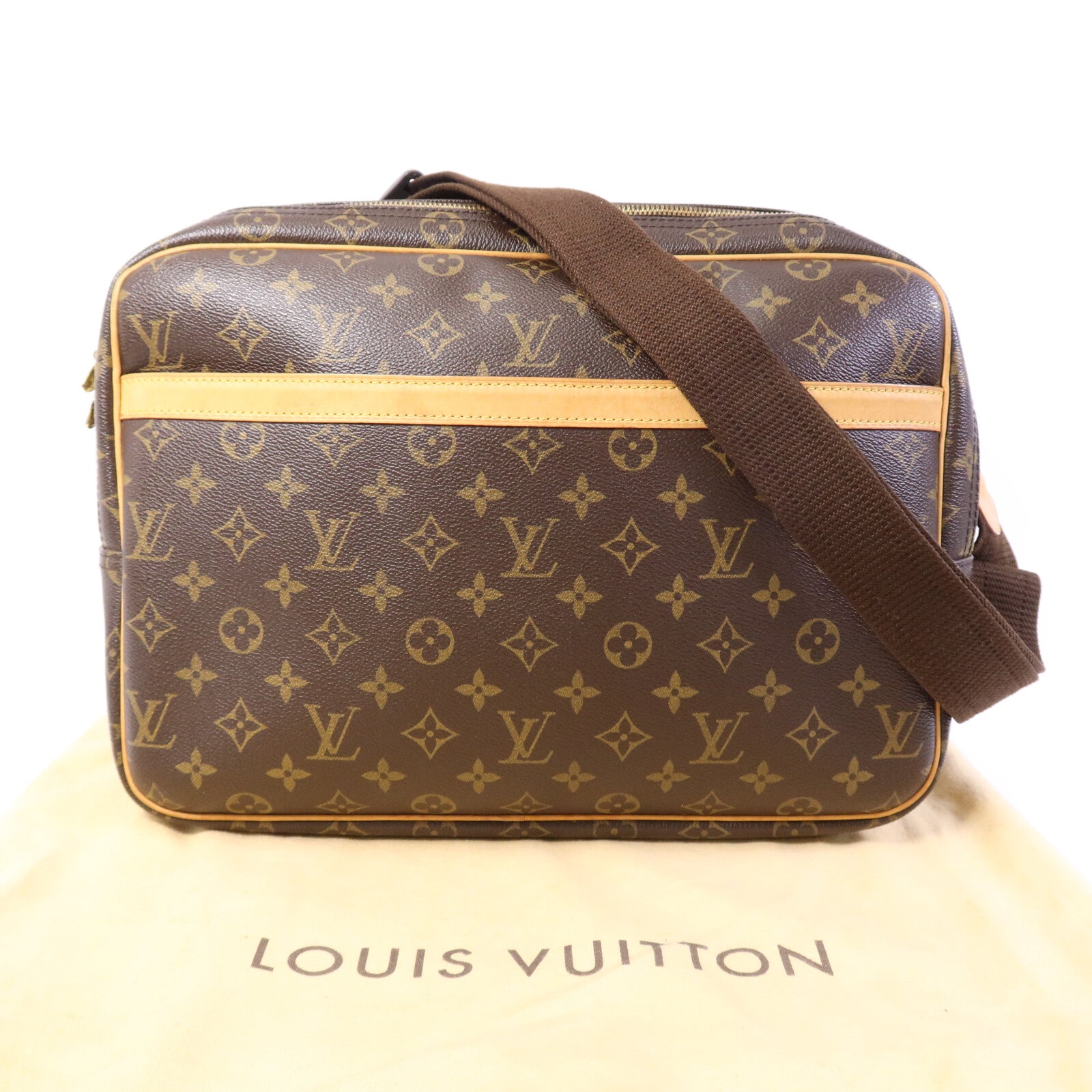 LOUIS VUITTON Monogram Reporter GM金扣肩背袋