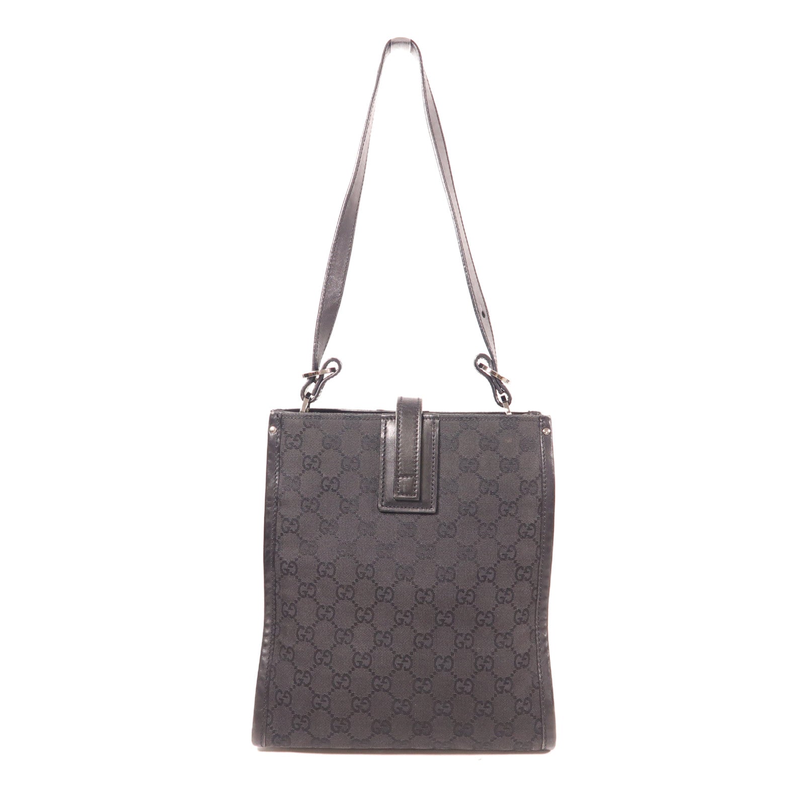 GUCCI 帆布Shoulder Tote銀扣肩背袋
