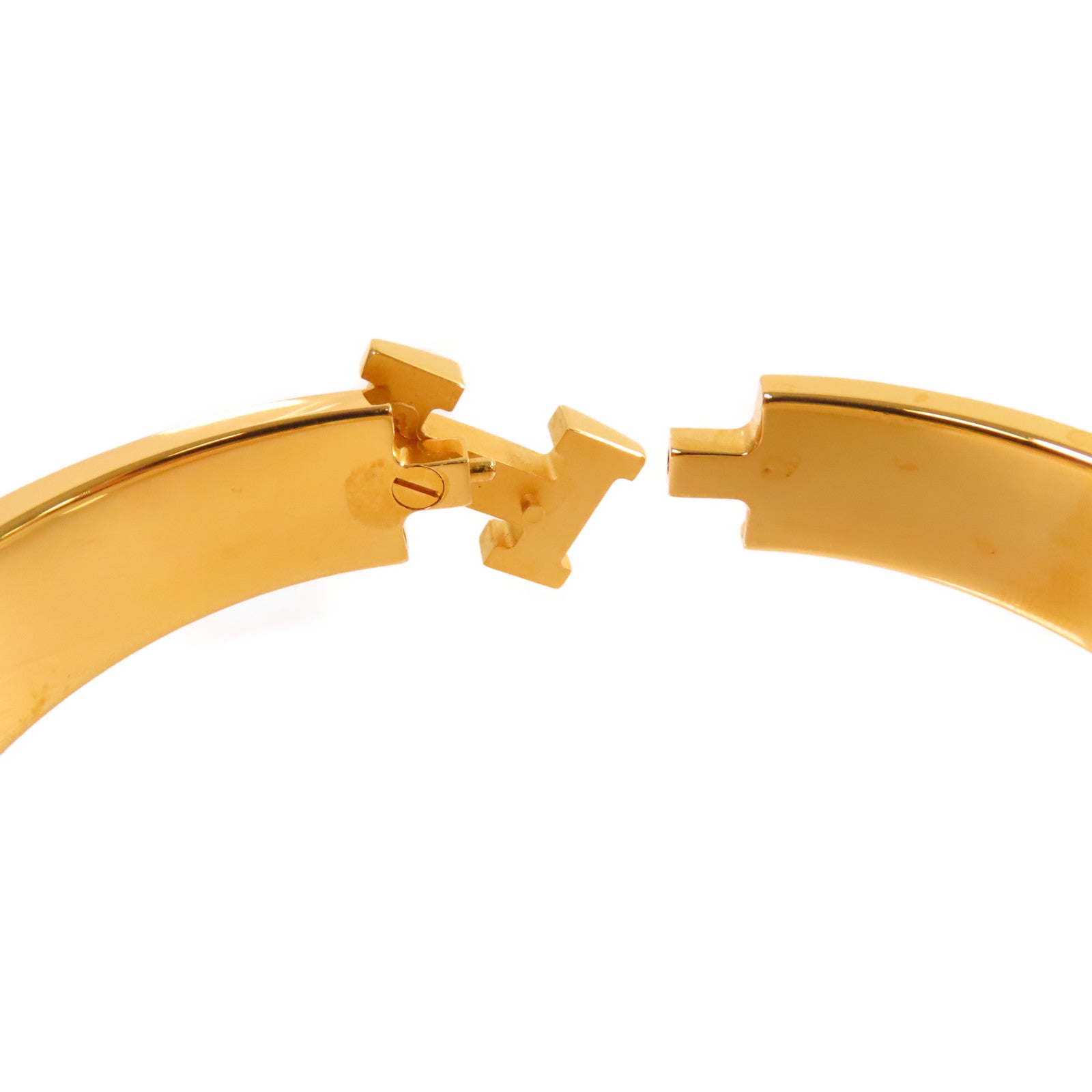 HERMES 金屬/琺瑯Clic H Bracelet金扣手鐲灰色