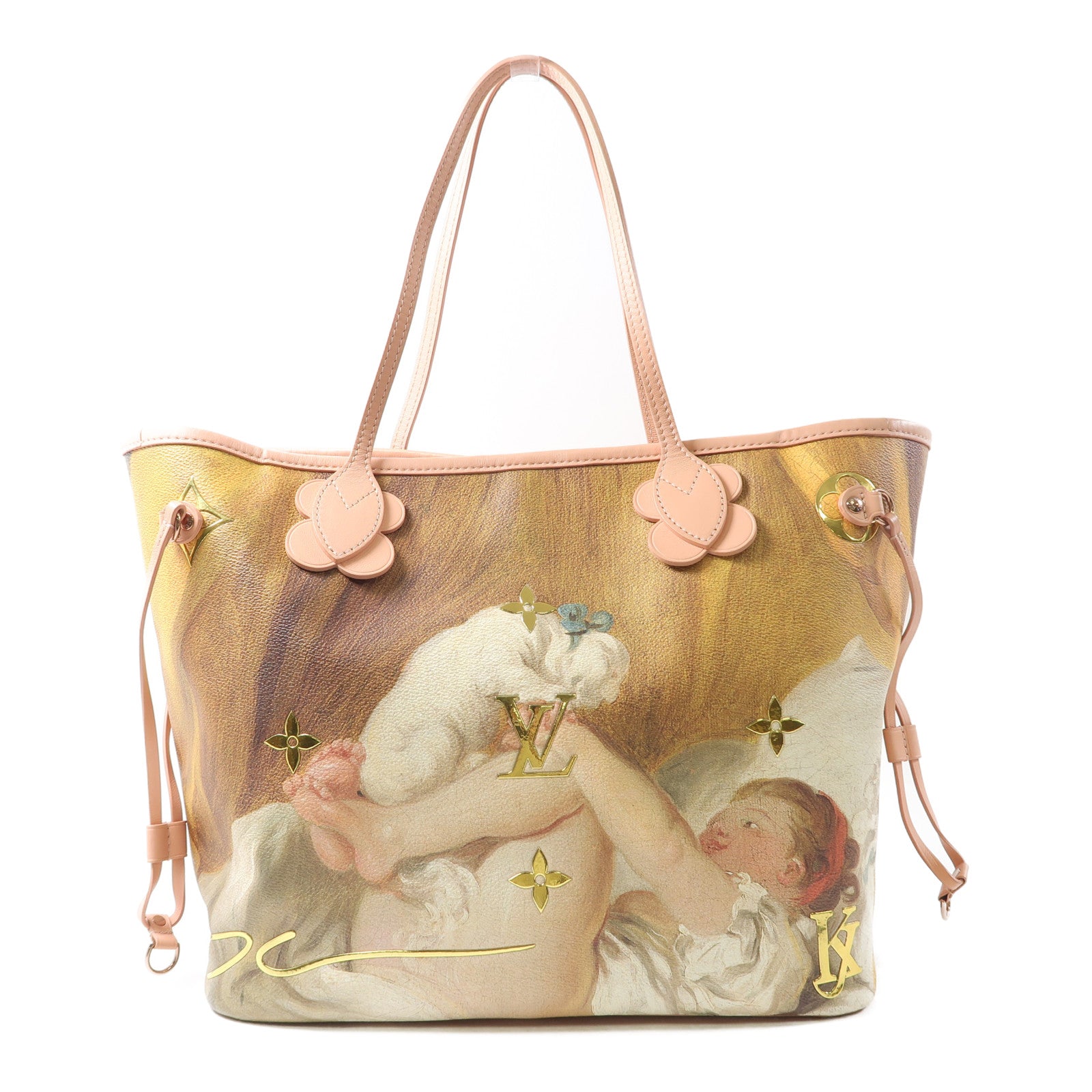 LOUIS VUITTON Masters Collection Fragonard Neverfull Masters手挽袋棕色/粉紅色