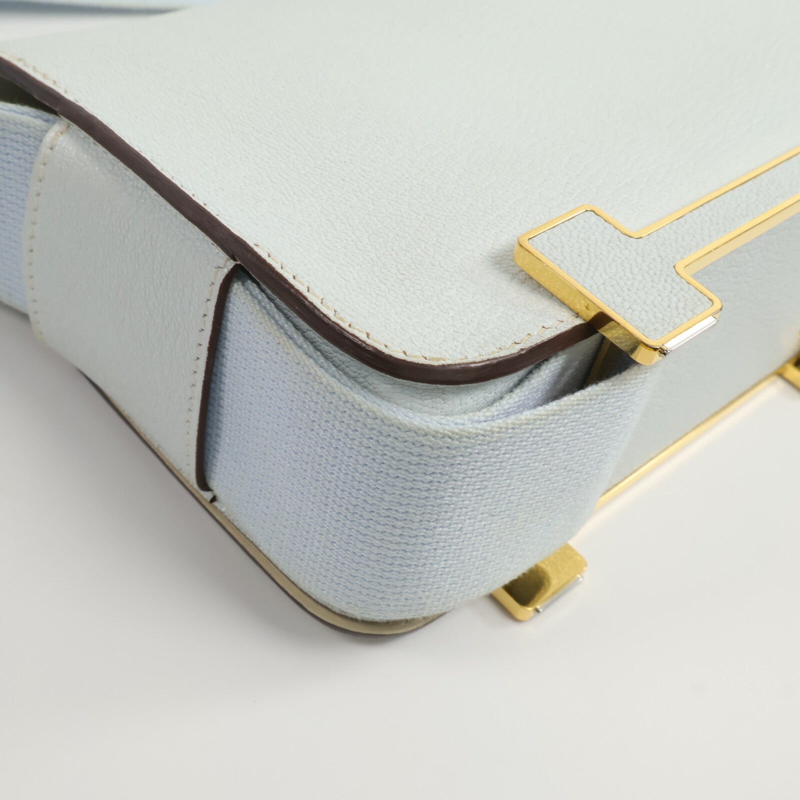 HERMES Chevre皮革Geta肩背袋Blue Brume