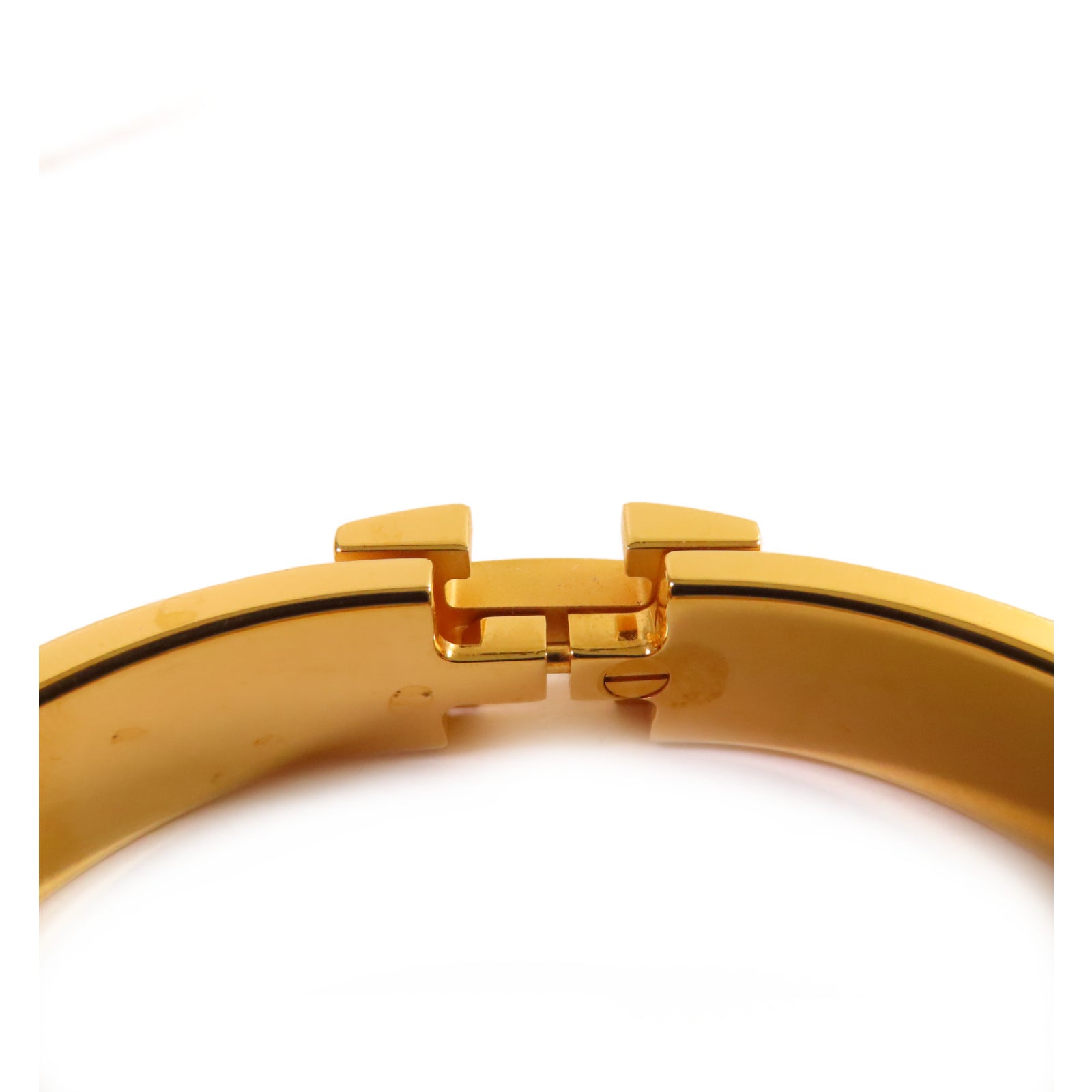 HERMES 金屬/琺瑯Clic H Bracelet金扣手鐲灰色