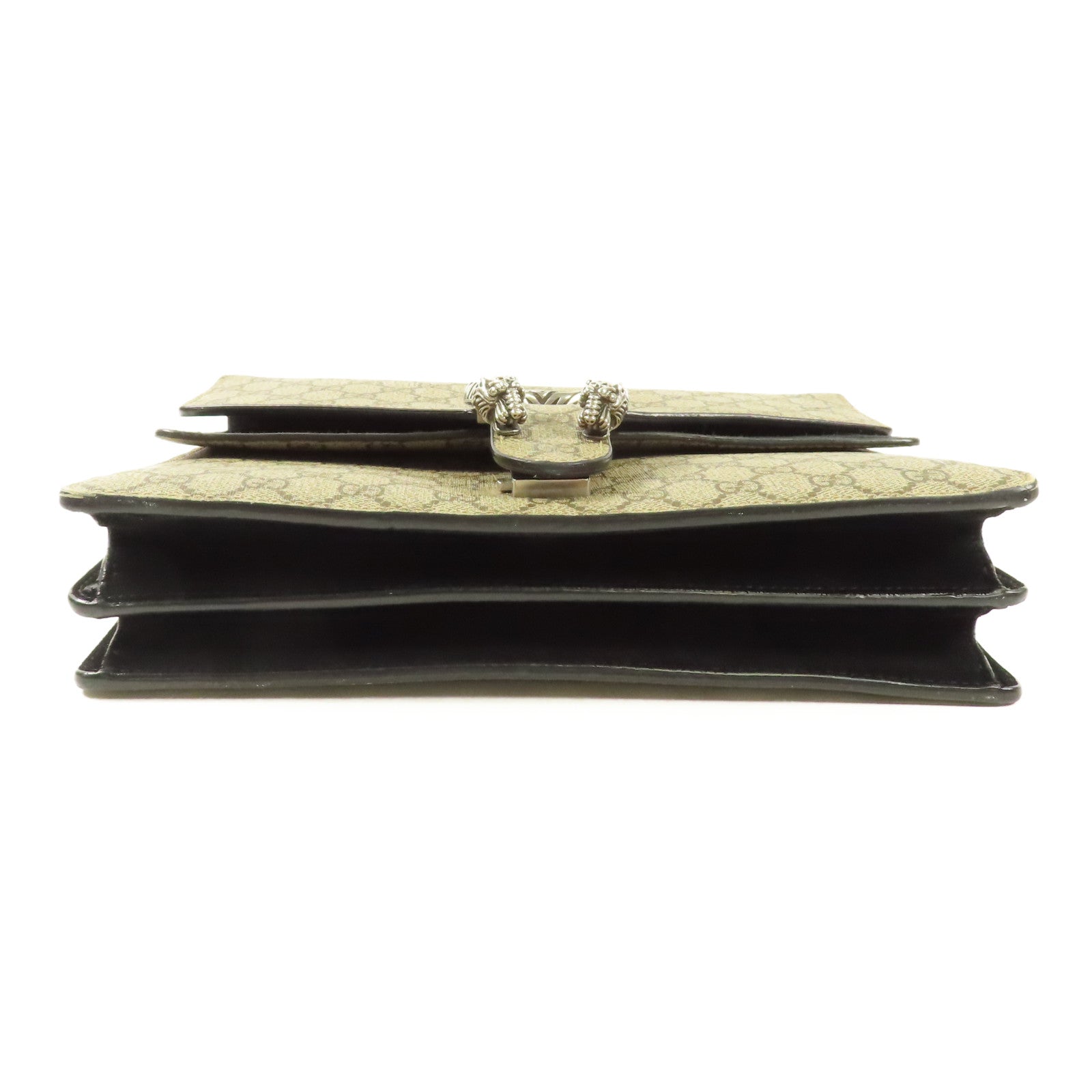 GUCCI 塗層帆布/麂皮皮革Dionysus銀扣鏈帶肩背袋