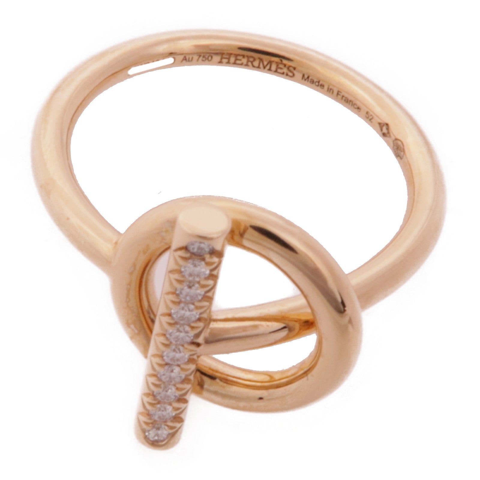 HERMES 18K玫瑰金Echappee Ring鑽石戒指Hermes#52/US#6