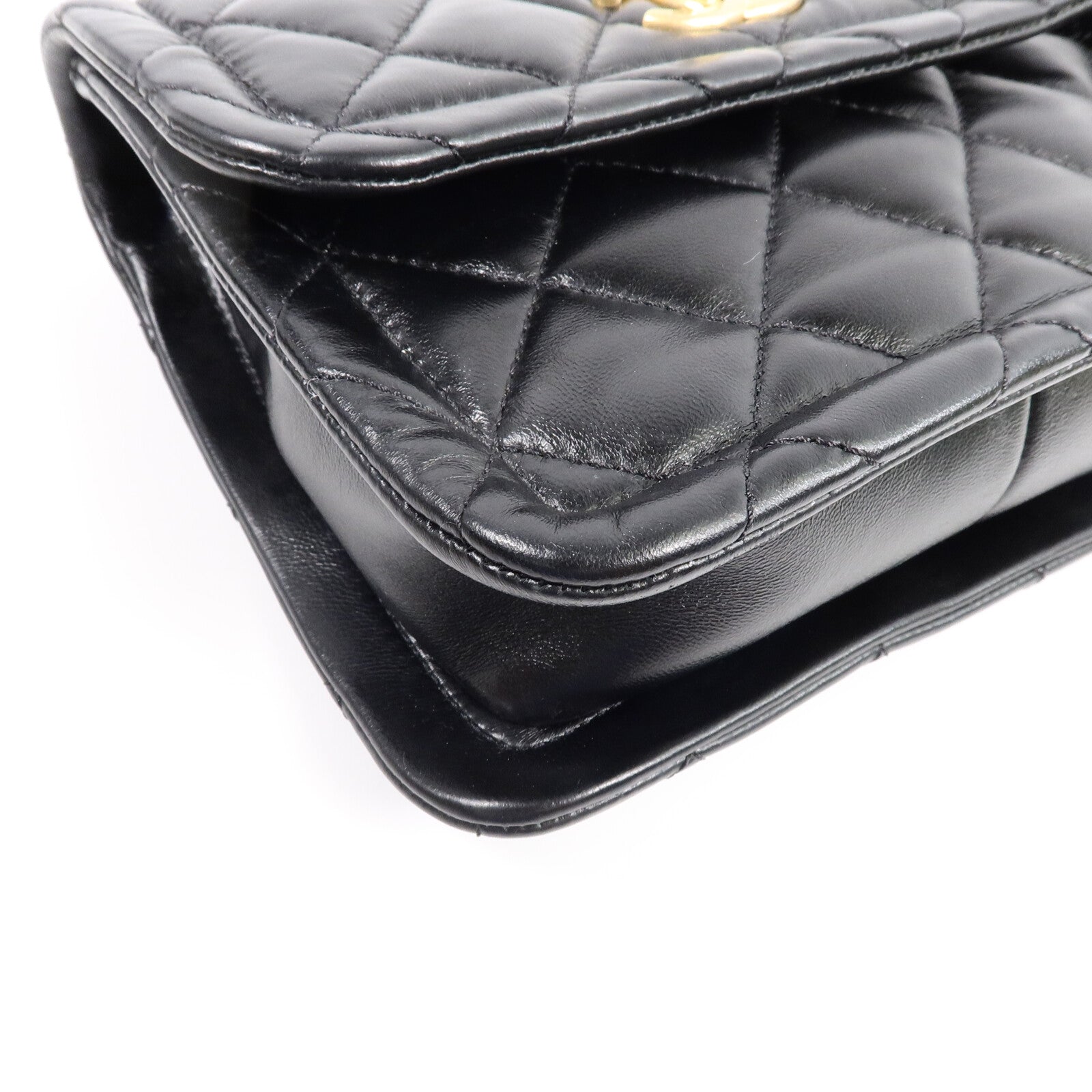 CHANEL 羊皮皮革Coco Mark Square Flap鏈帶手挽肩背兩用袋