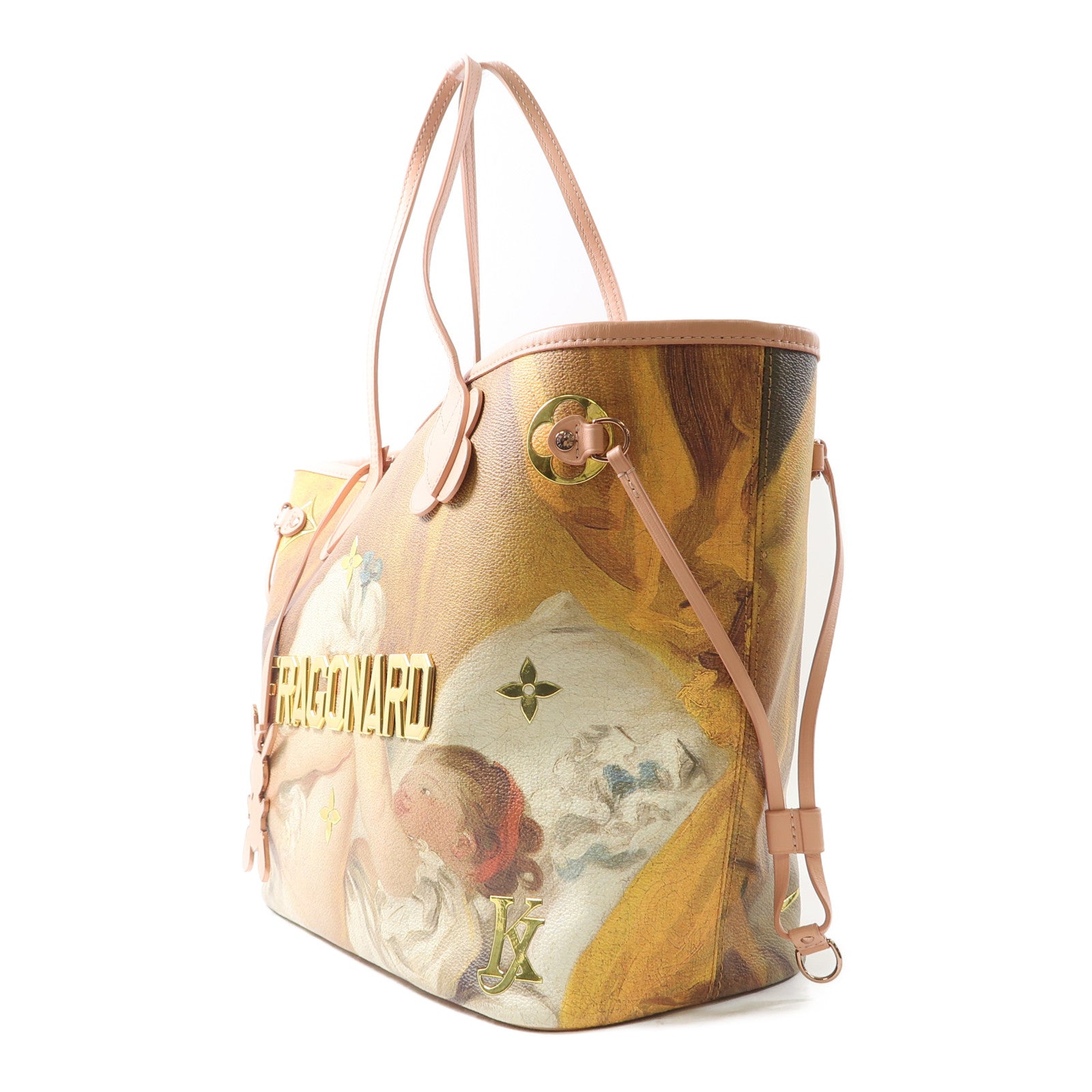 LOUIS VUITTON Masters Collection Fragonard Neverfull Masters手挽袋棕色/粉紅色