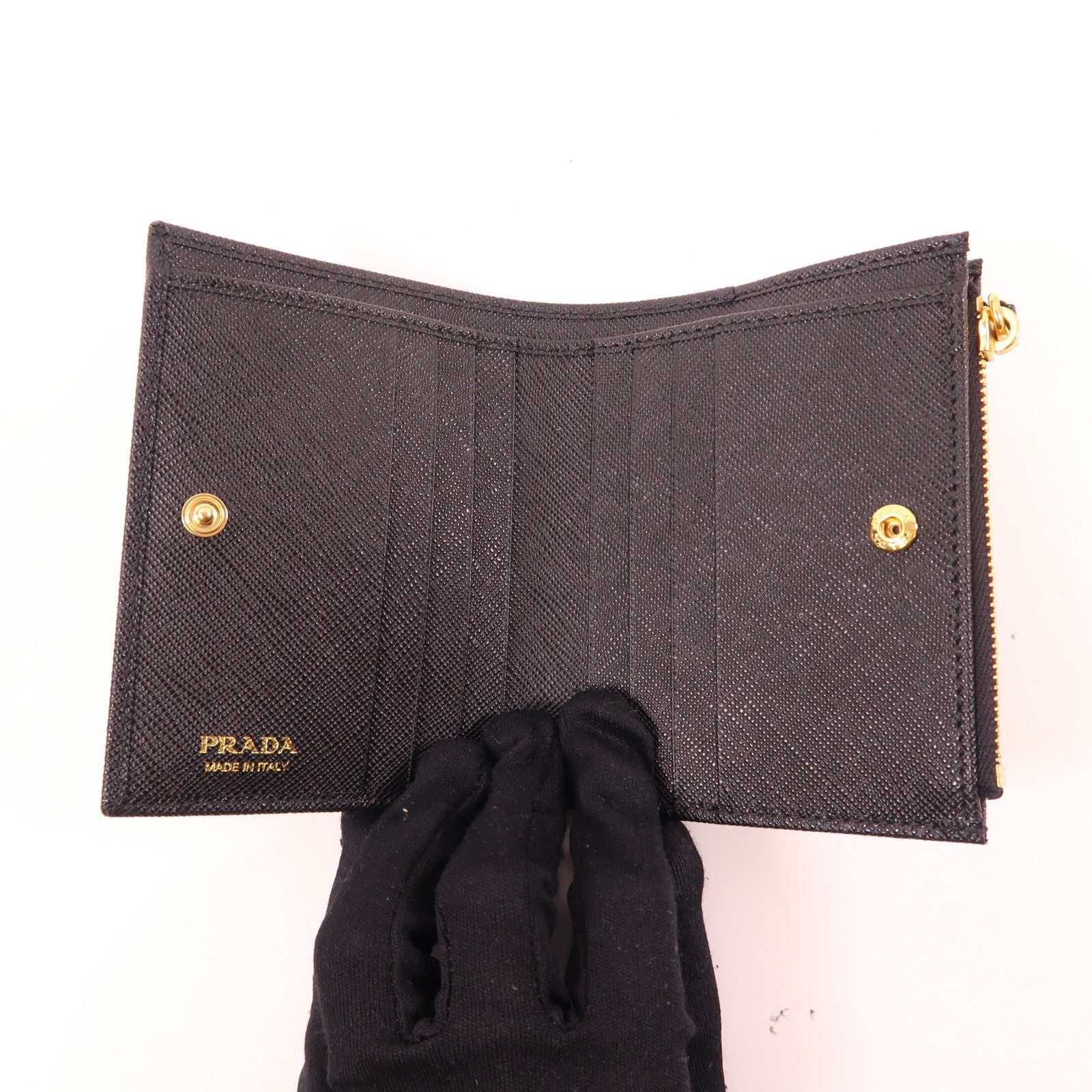 PRADA Saffiano皮革Wallet金扣錢包