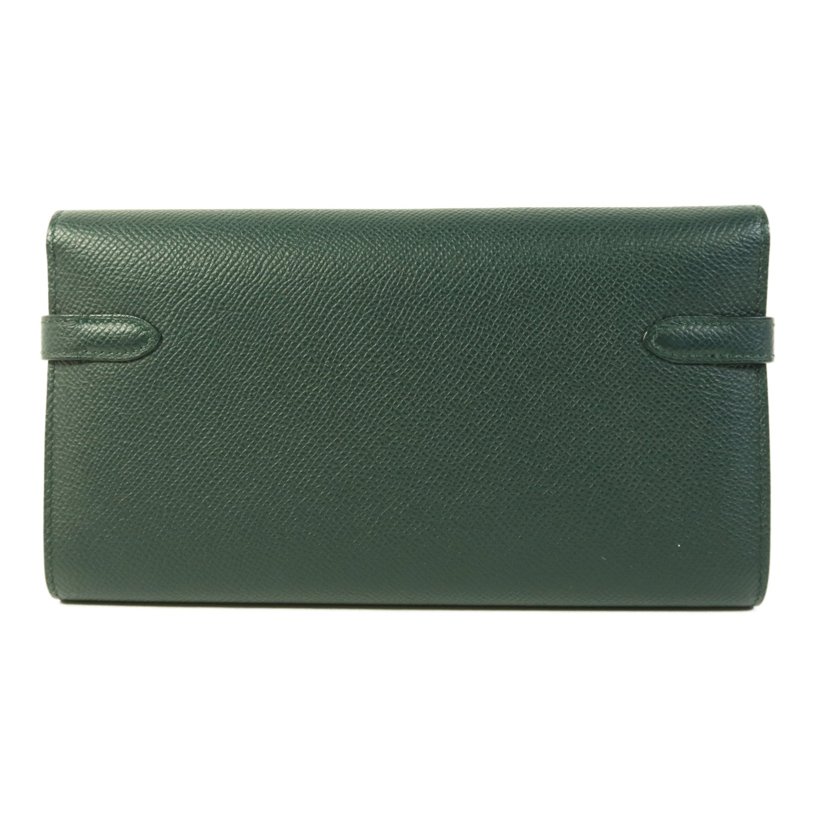 HERMES Epsom皮革Kelly Long Wallet金扣長錢包Vert Cypres