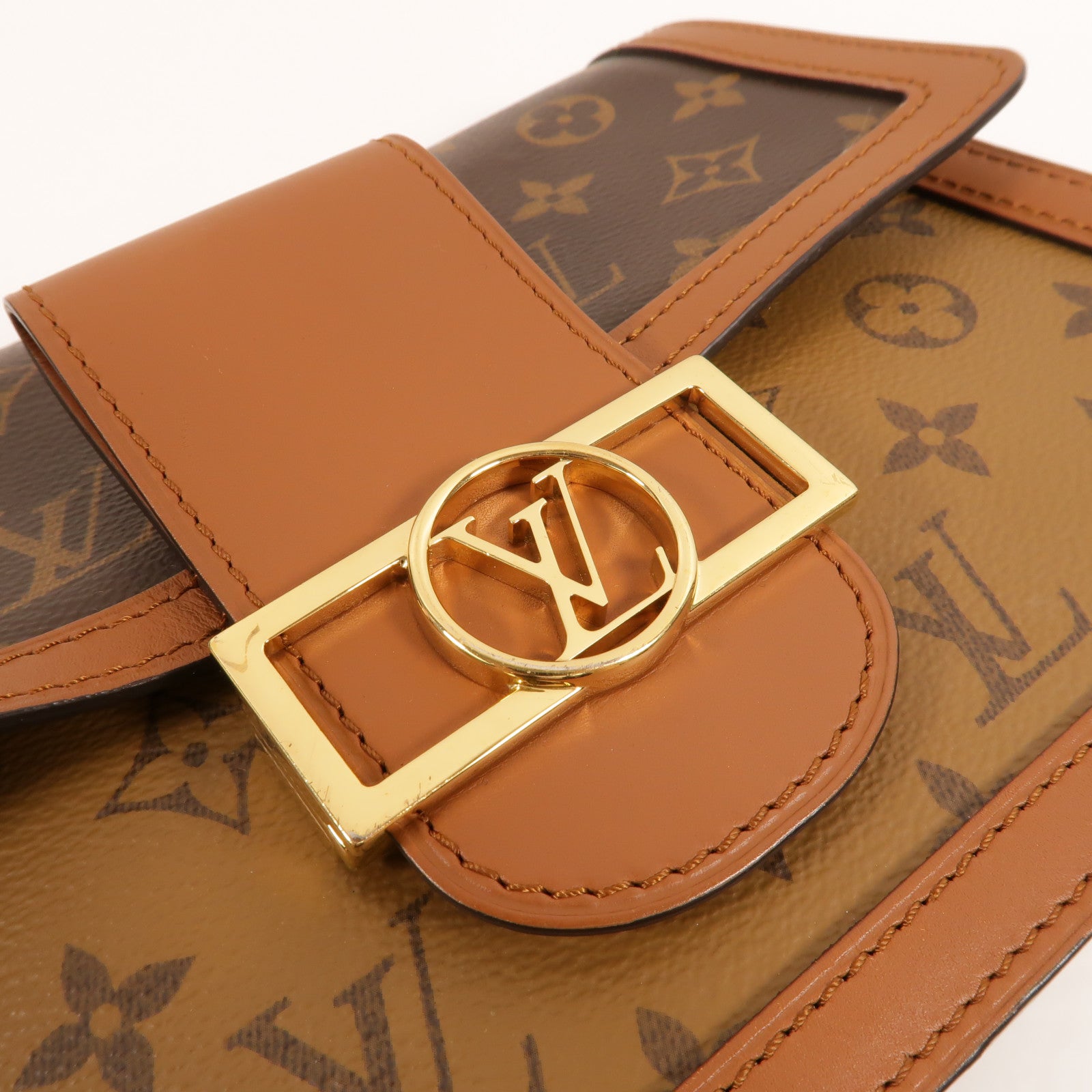 LOUIS VUITTON Monogram Reverse Dauphine MM金扣肩背袋