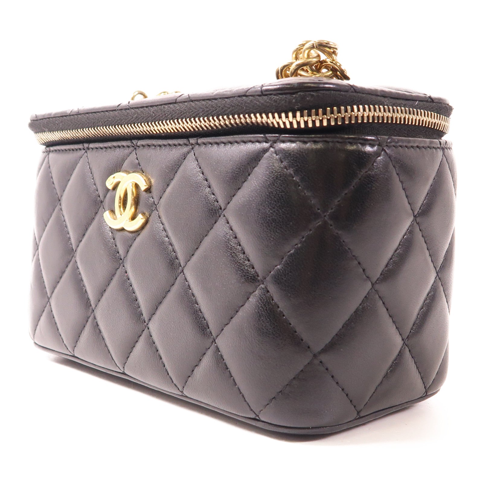 CHANEL 羊皮皮革Vanity Case金扣鏈帶肩背袋