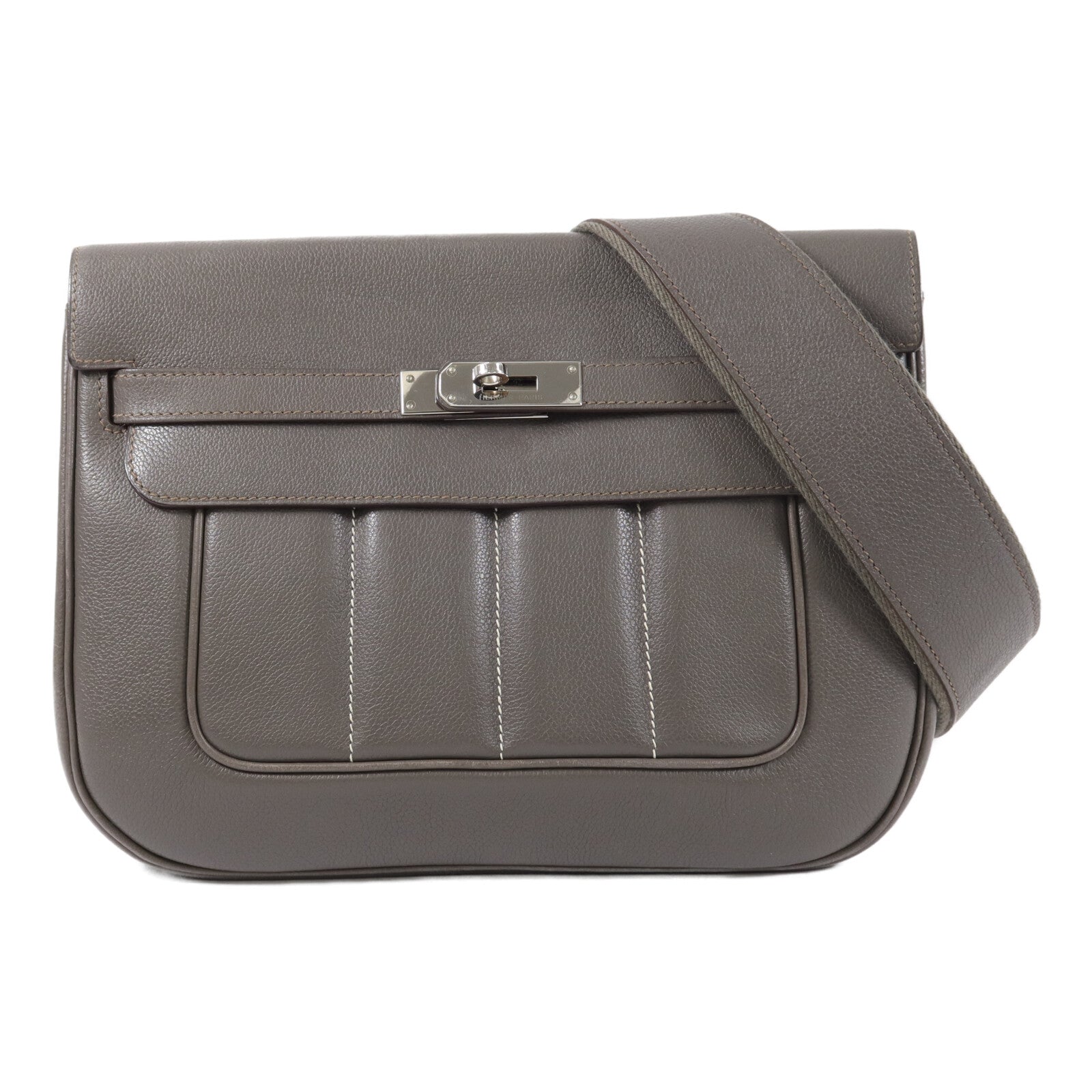 HERMES Evercoler皮革Berline 28肩背袋Gray
