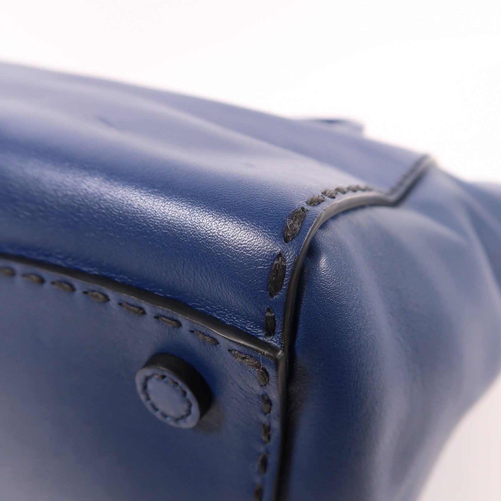 PRADA SHW 2 Way Shoulder Bag Handbag Calfskin Leather Blue