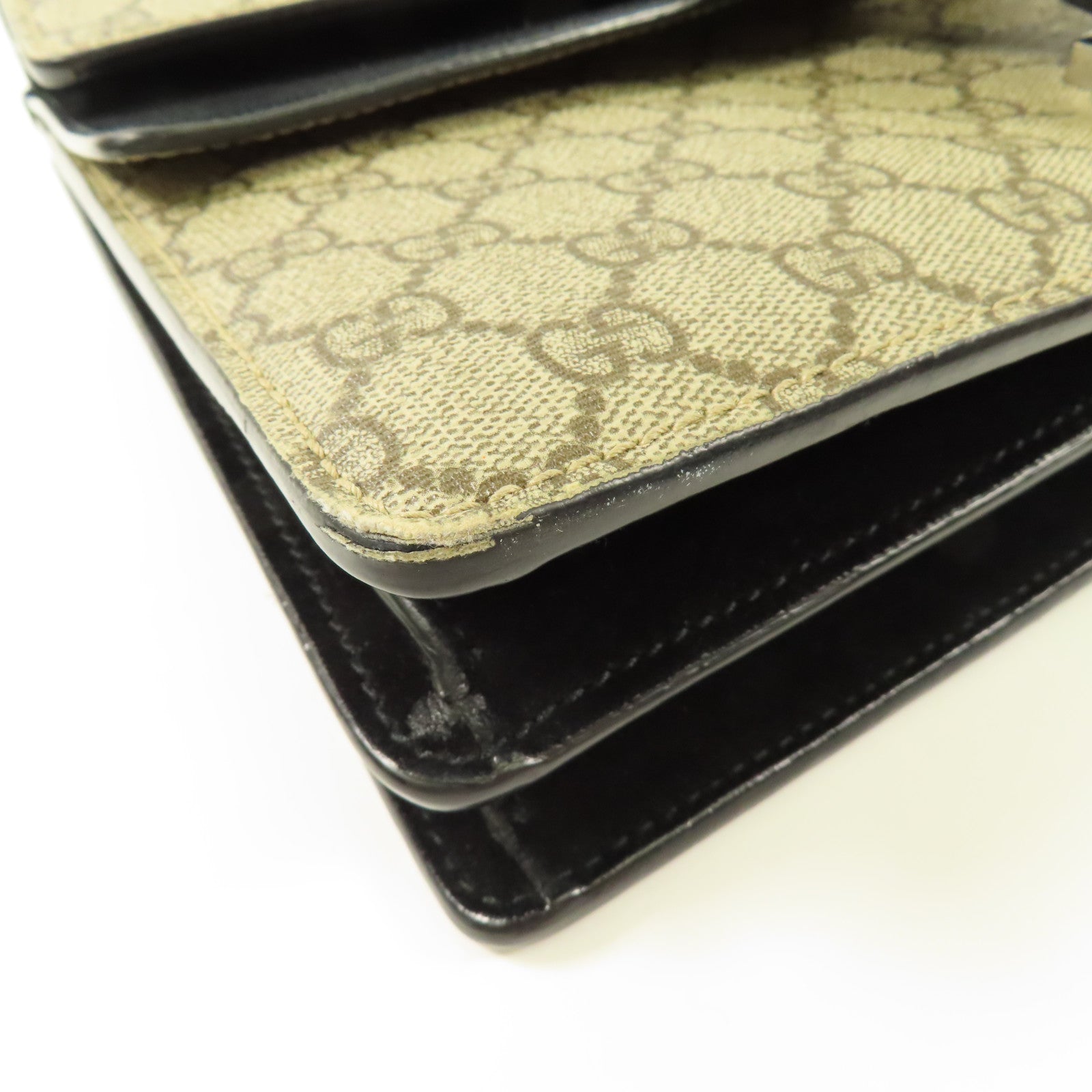 GUCCI 塗層帆布/麂皮皮革Dionysus銀扣鏈帶肩背袋