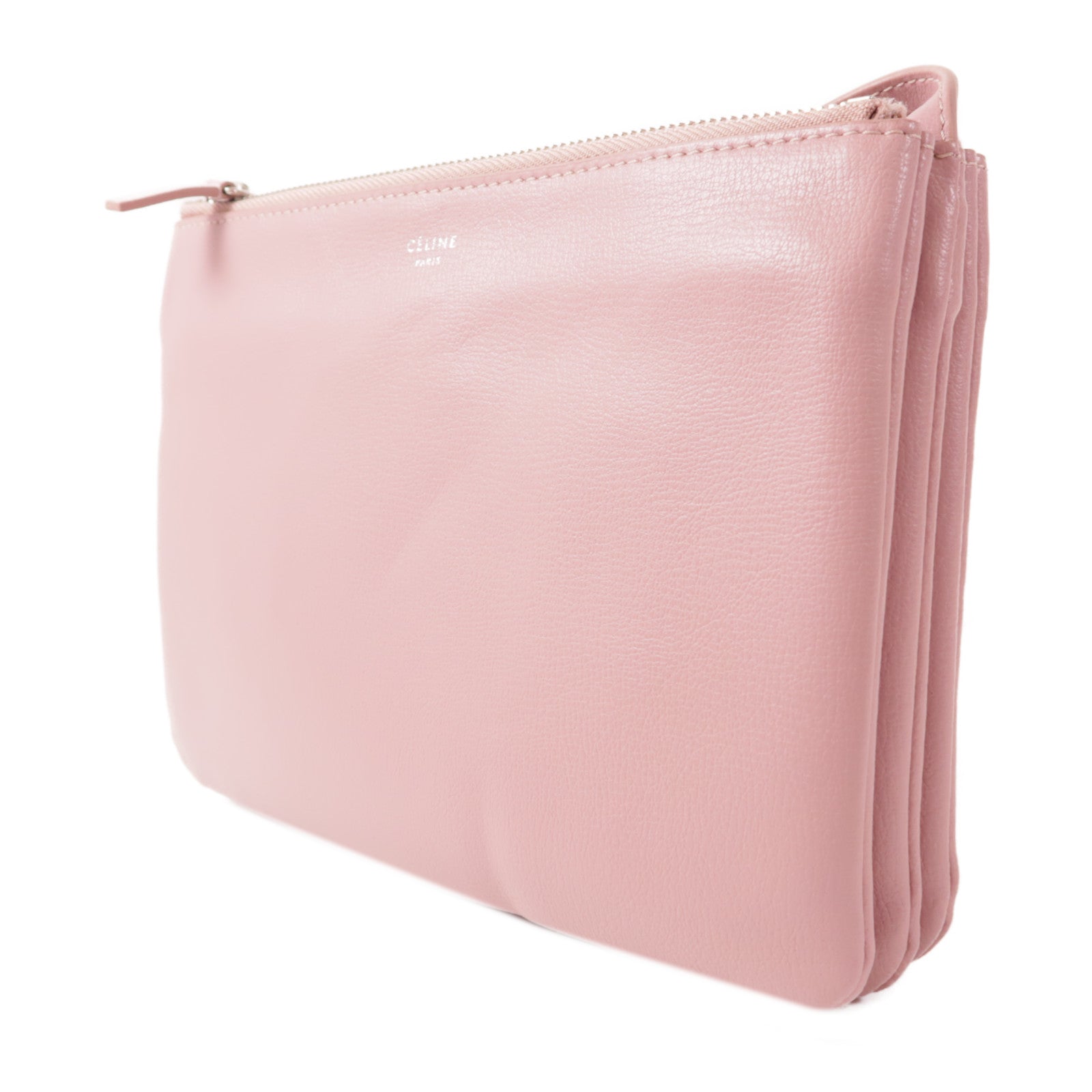 CELINE 牛皮皮革Trio銀扣肩背袋