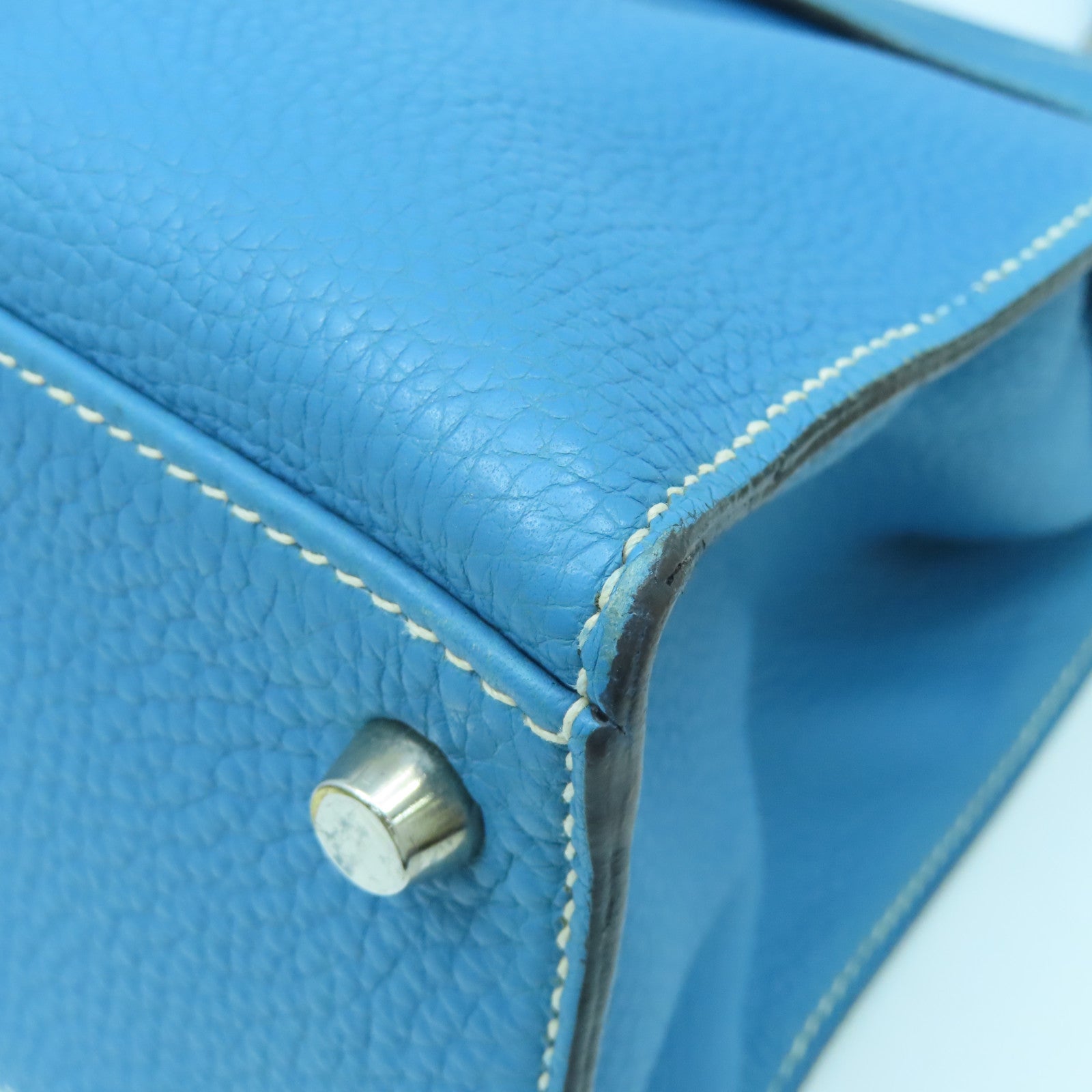 HERMES 【激減優惠】Togo皮革Kelly 28銀扣手挽肩背兩用袋牛仔藍
