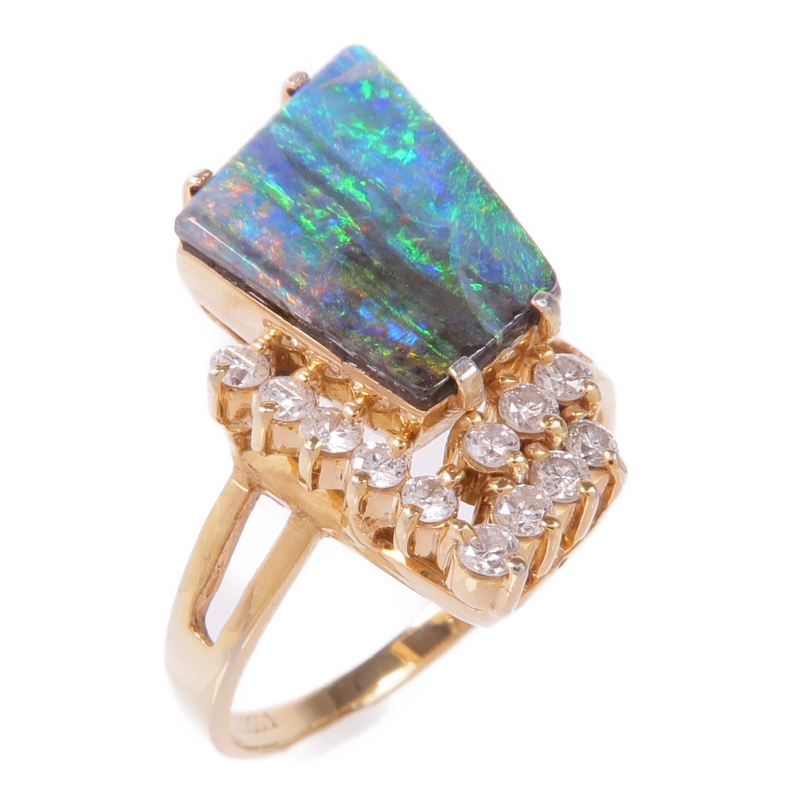 JEWELRY PT900鉑金Opal Diamond Ring戒指US#7.25