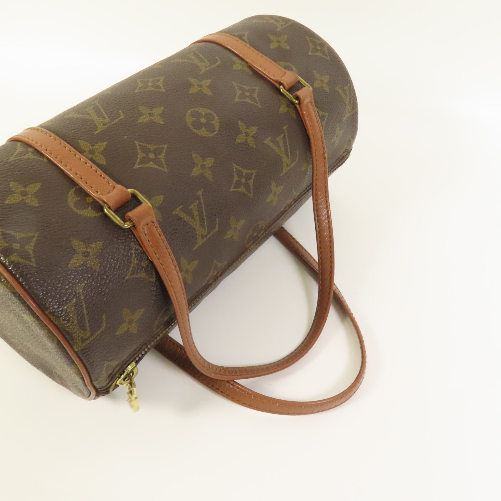 LOUIS VUITTON Monogram Papillon金扣手挽袋棕色