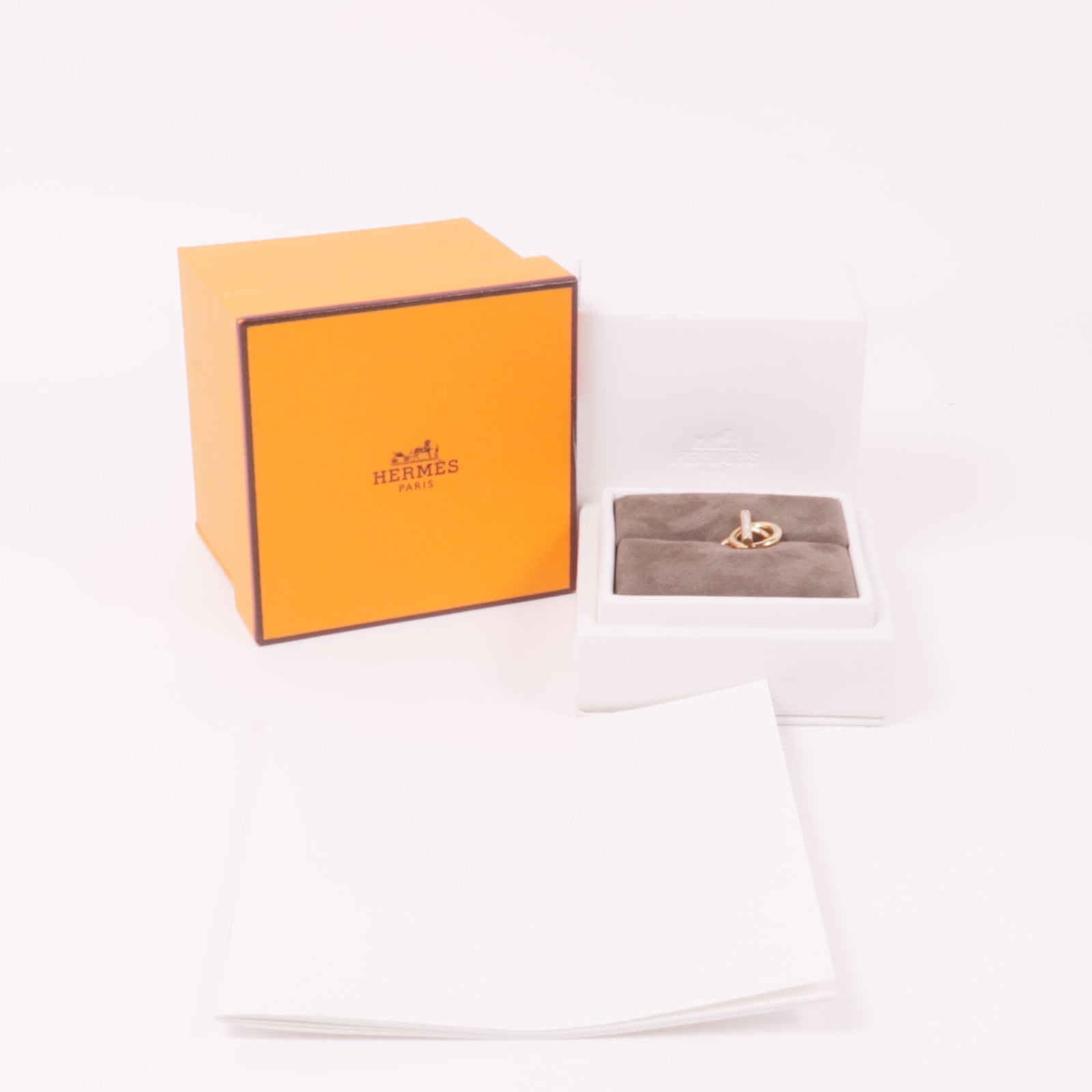 HERMES 【激減優惠】18K玫瑰金Echappee Ring鑽石戒指Hermes#52/US#6