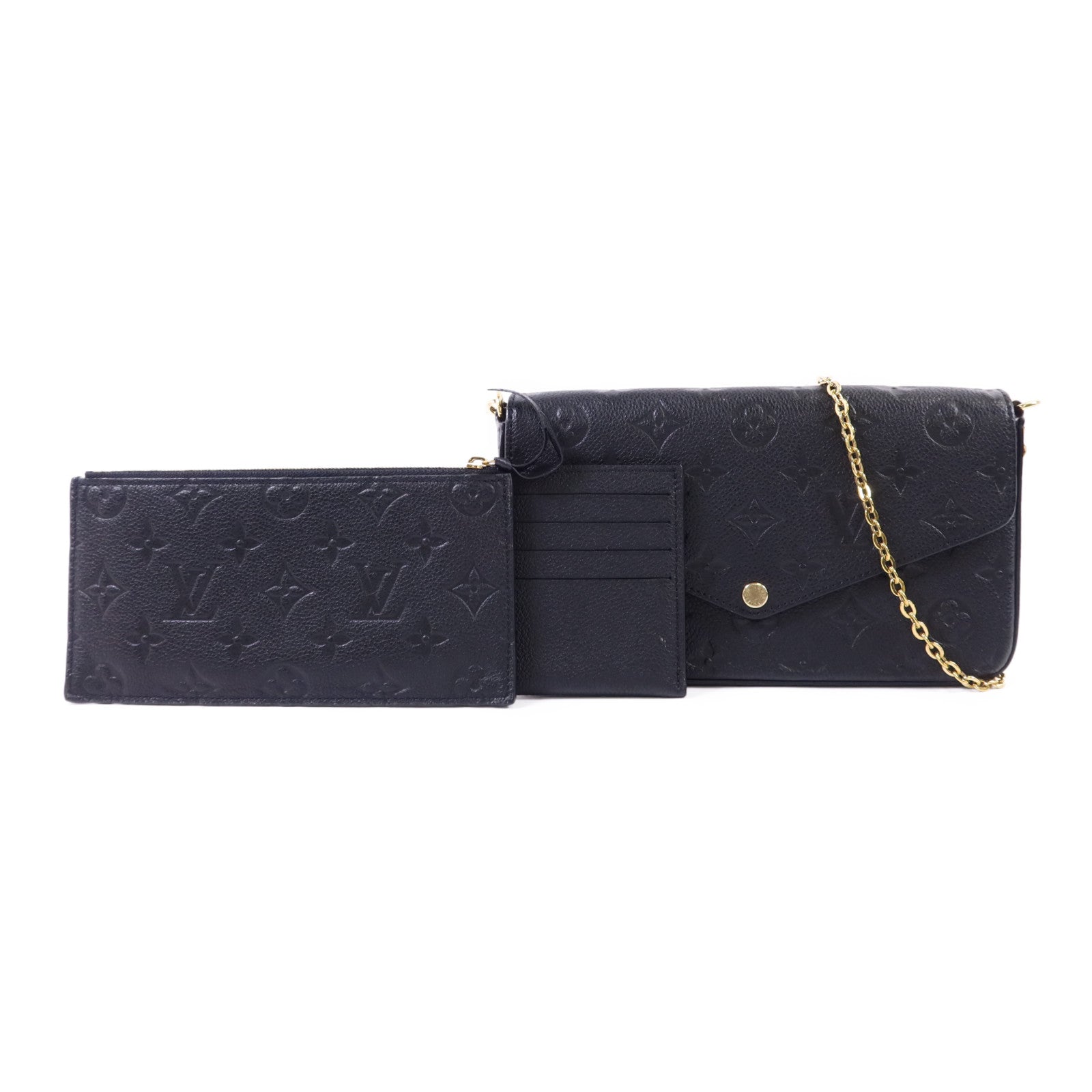 LOUIS VUITTON Monogram Empreinte Felicie Pochette金扣鏈帶肩背袋
