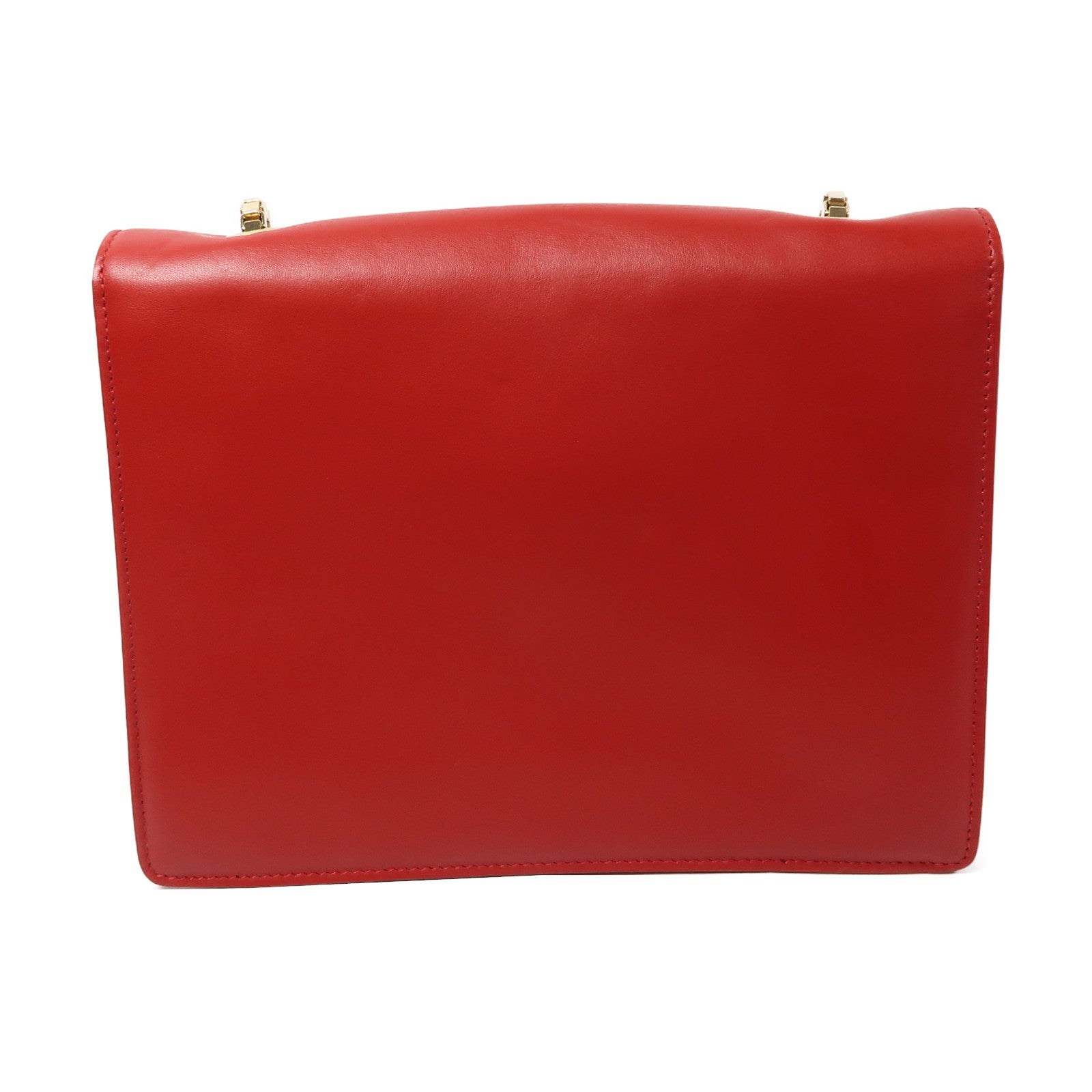 Salvatore Ferragamo 【清倉大減價】牛皮皮革Chain Shoulder Bag金扣鏈帶肩背袋紅色