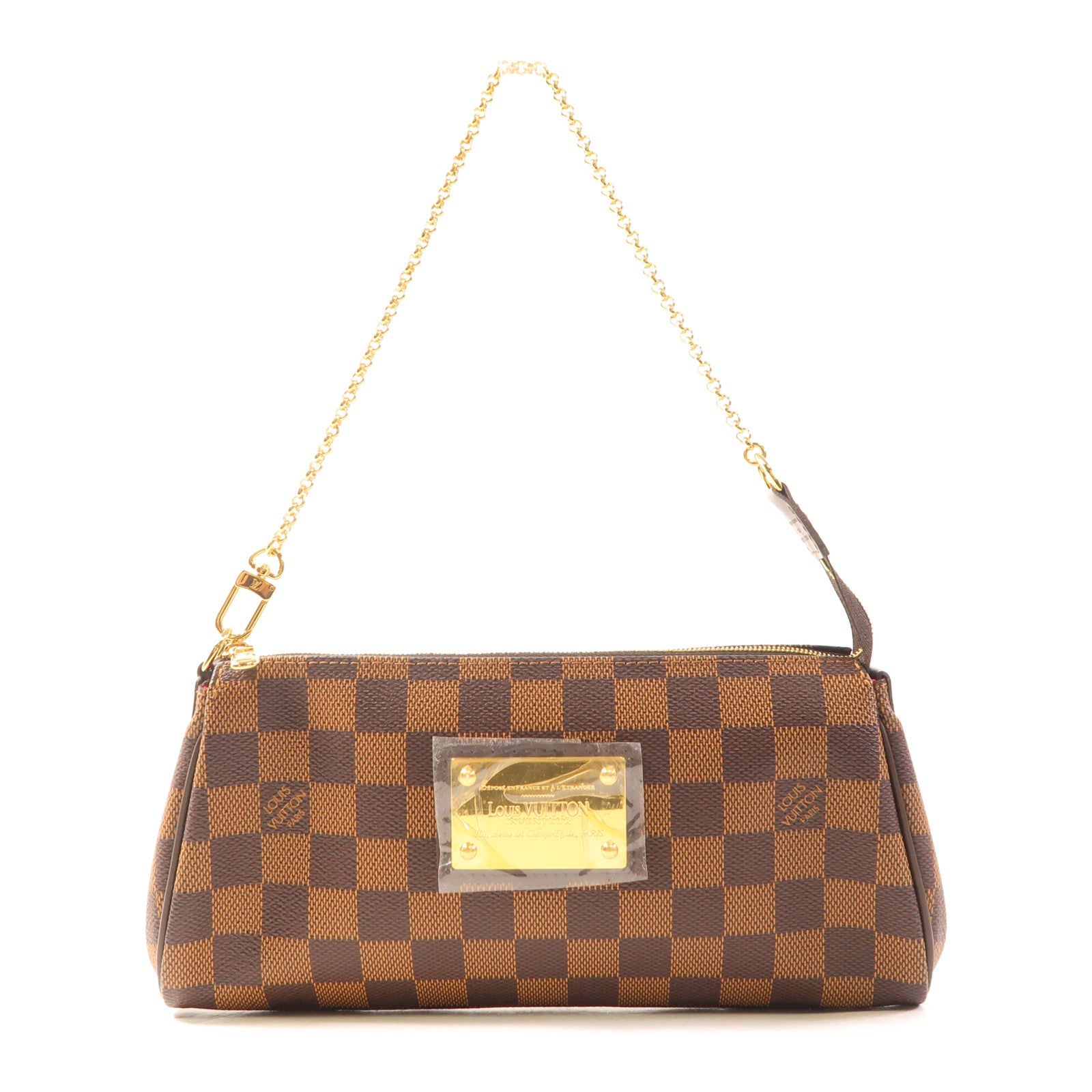 LOUIS VUITTON Damier Eva金扣手挽肩背兩用袋棕色