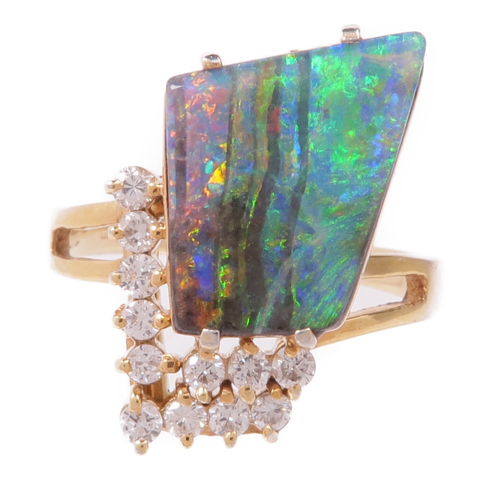 JEWELRY PT900鉑金Opal Diamond Ring戒指US#7.25