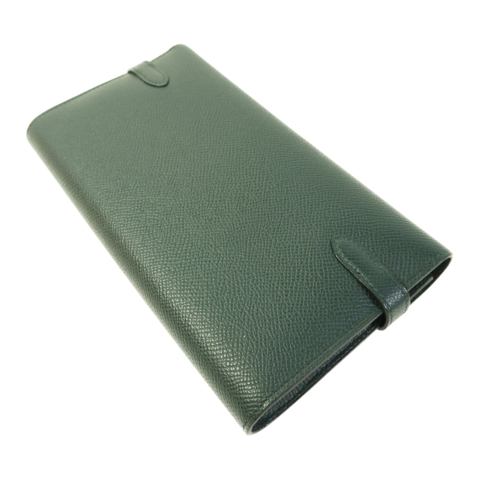 HERMES Epsom皮革Kelly Long Wallet金扣長錢包Vert Cypres