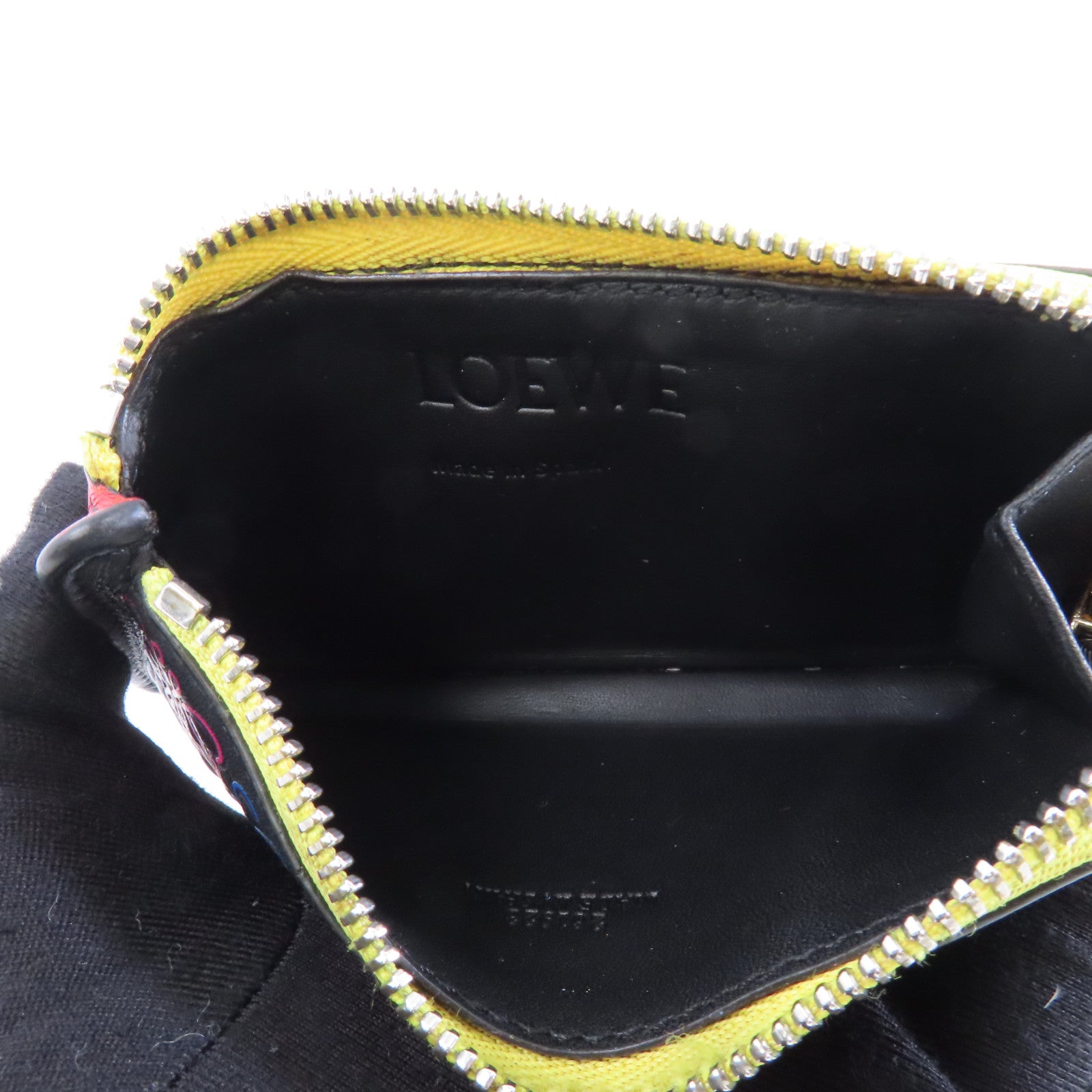 LOEWE 牛皮皮革Coin Case銀扣零錢包黑色/彩色