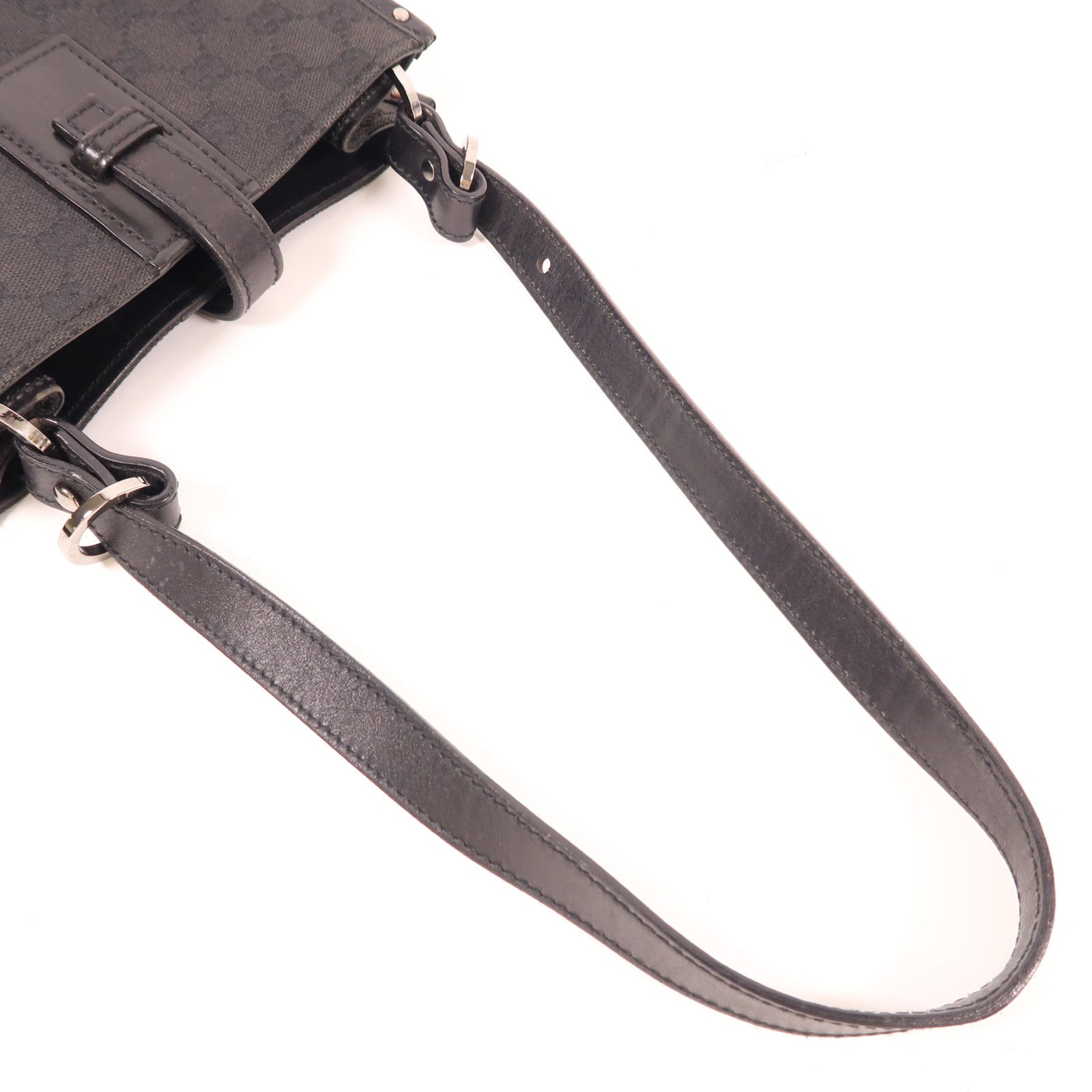 GUCCI 帆布Shoulder Tote銀扣肩背袋