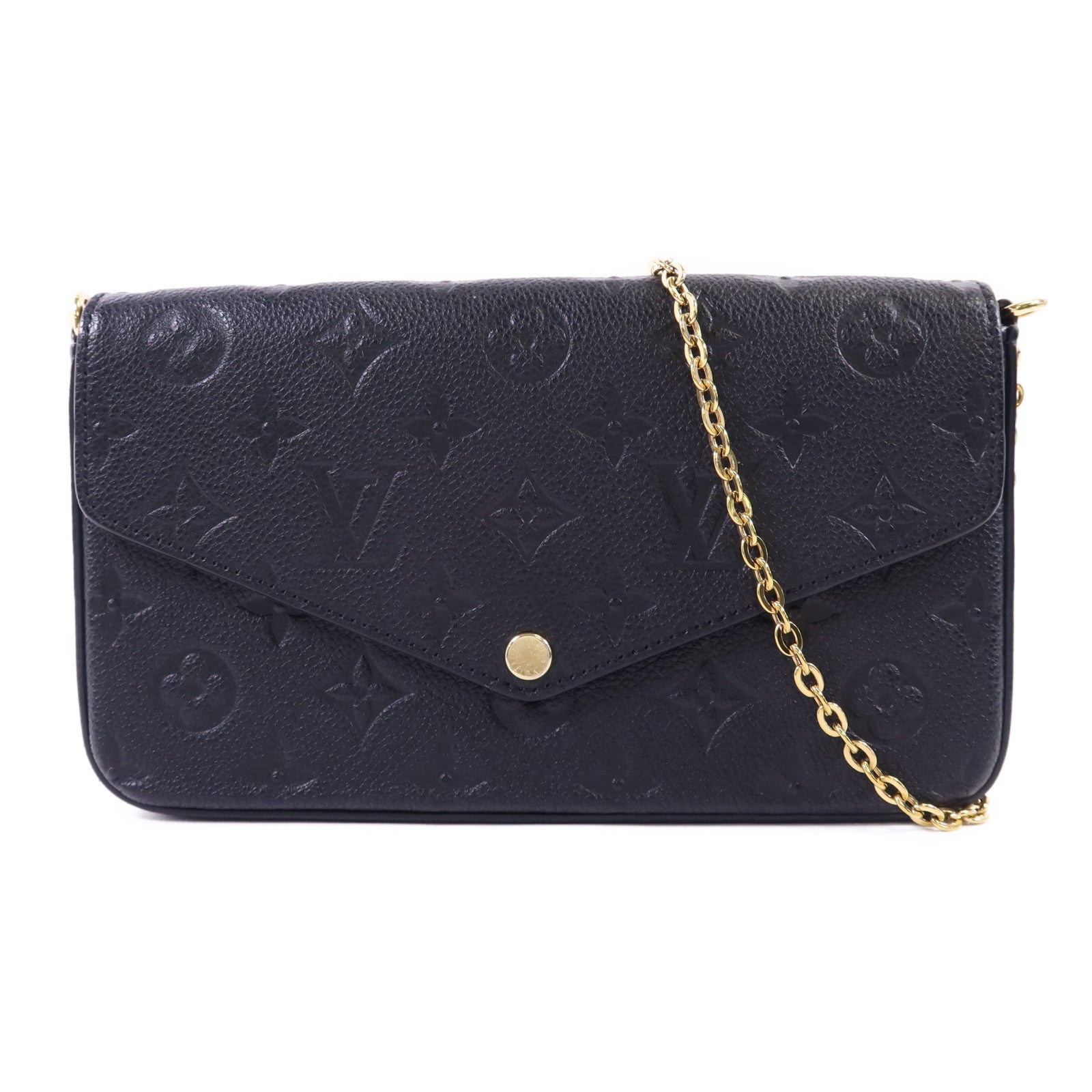 LOUIS VUITTON Monogram Empreinte Felicie Pochette金扣鏈帶肩背袋