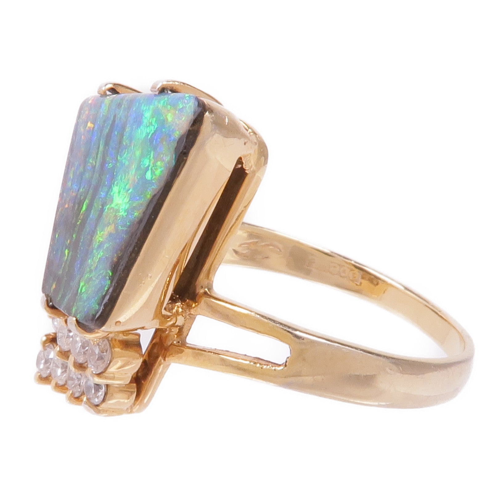 JEWELRY PT900鉑金Opal Diamond Ring戒指US#7.25