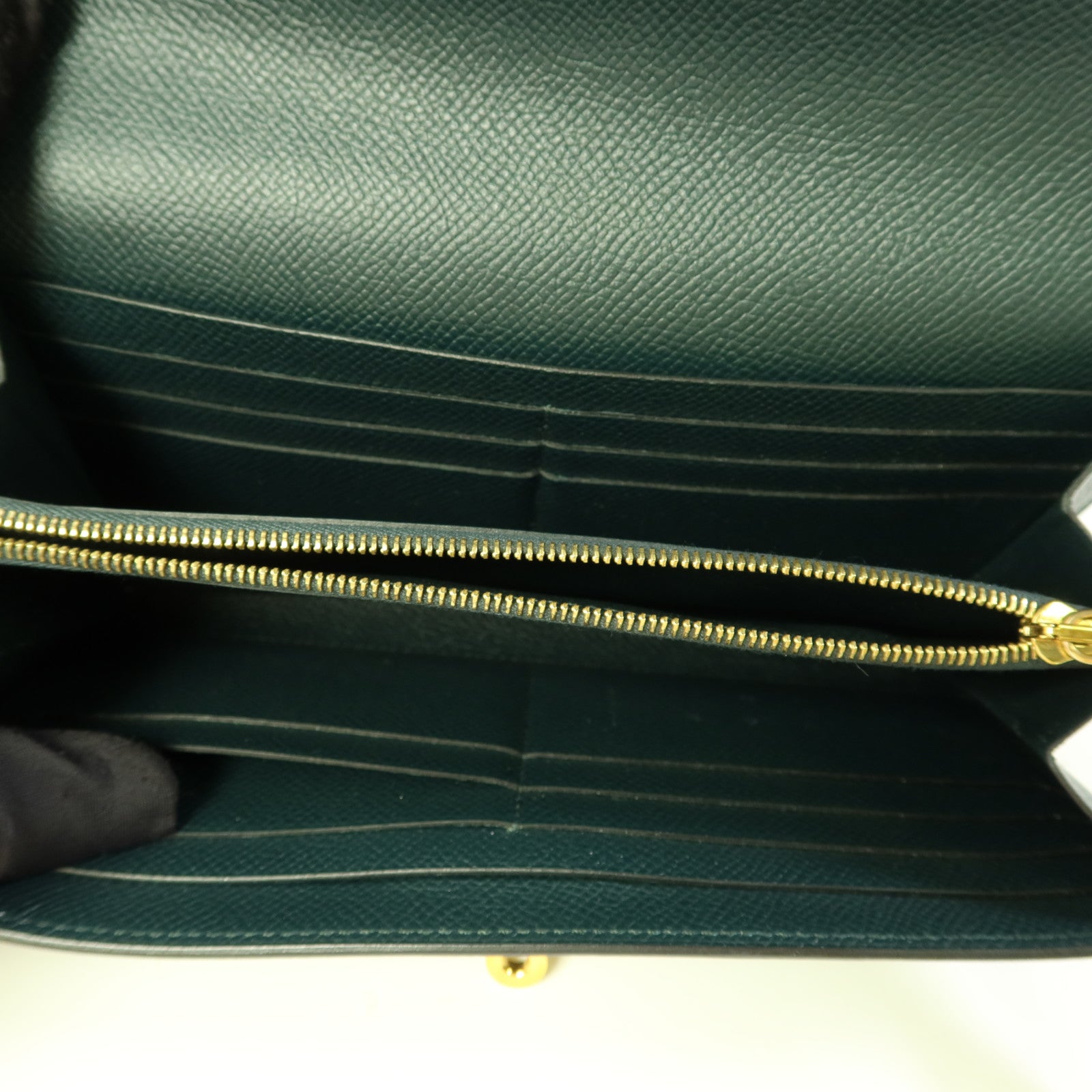 HERMES Epsom皮革Kelly Long Wallet金扣長錢包Vert Cypres