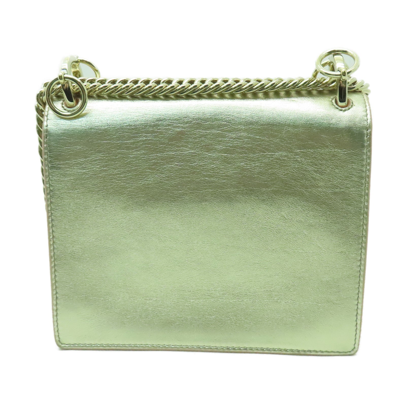 FENDI 【激減優惠】牛皮皮革Chain Shoulder金扣鏈帶肩背袋金色