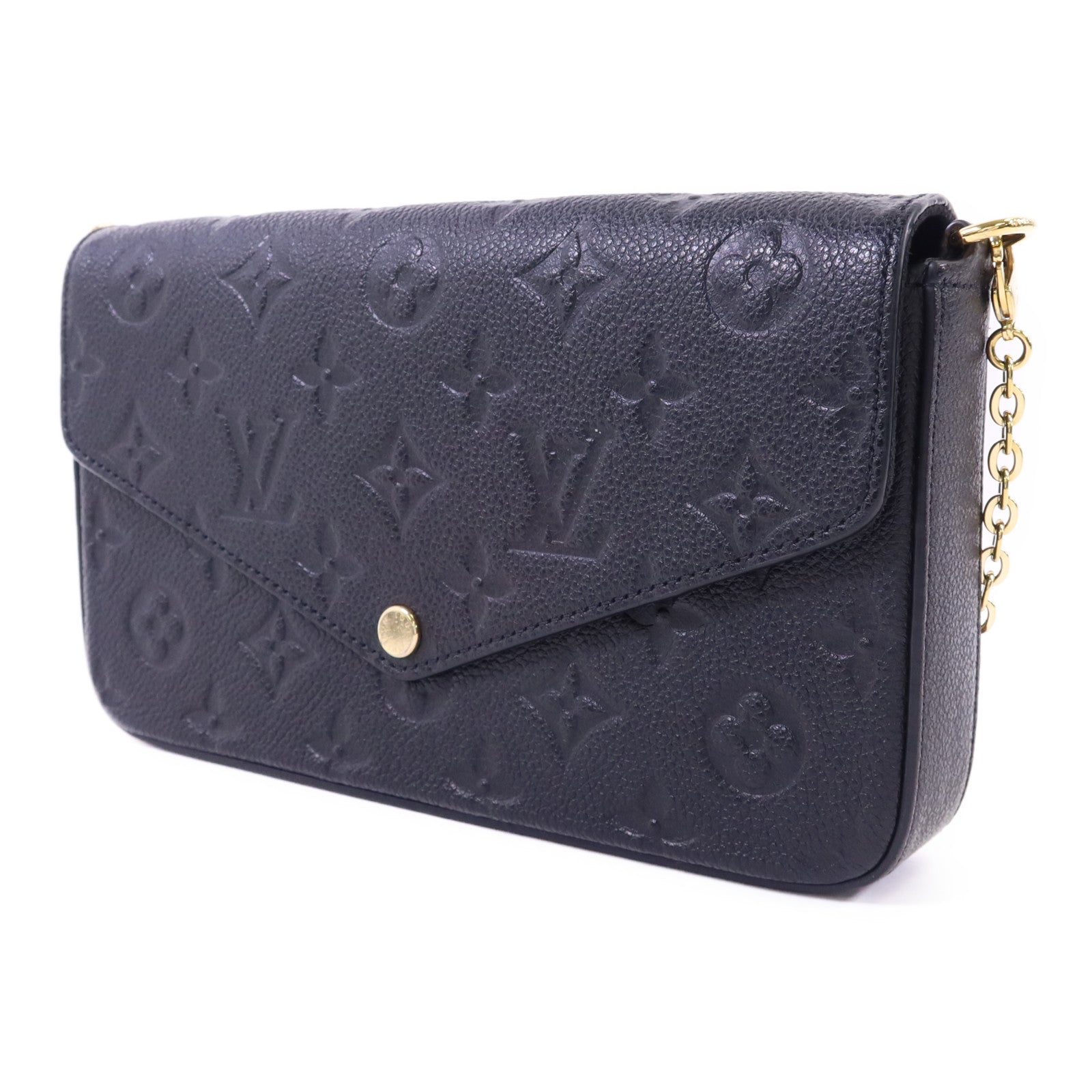 LOUIS VUITTON Monogram Empreinte Felicie Pochette金扣鏈帶肩背袋