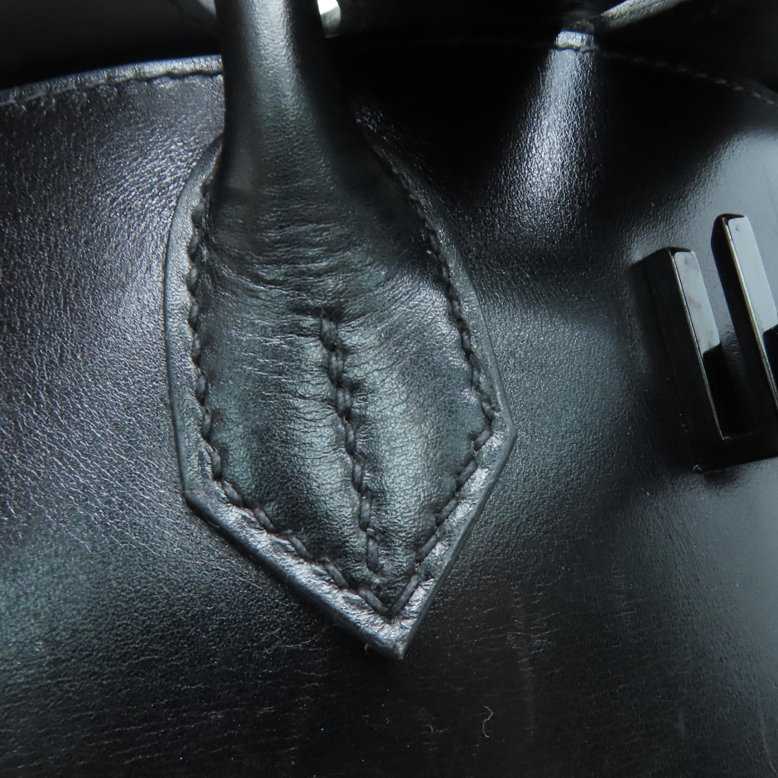 HERMES Box Calf皮革Birkin 30 So Black手挽袋黑色