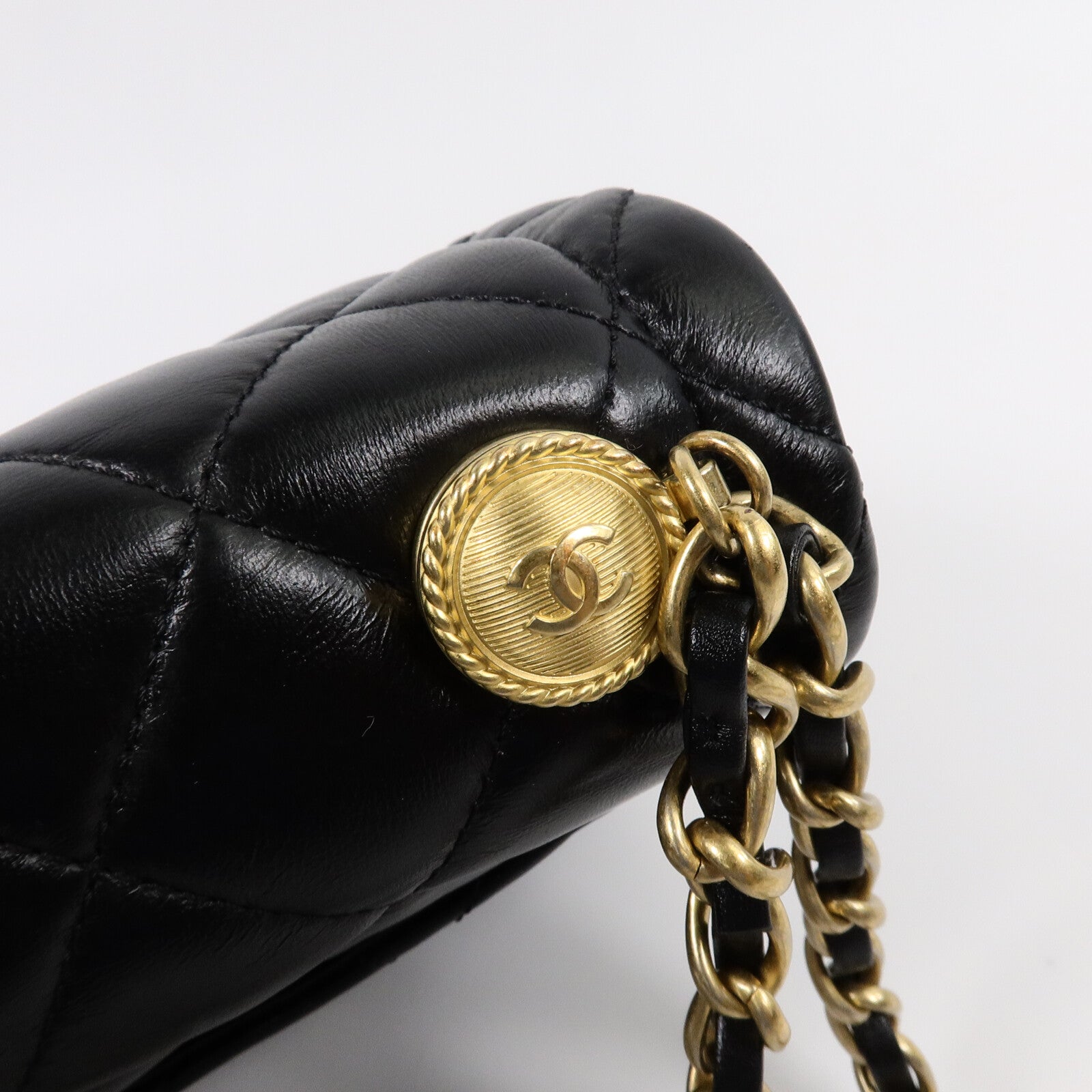 CHANEL 羊皮皮革Coco Mark Square Flap鏈帶手挽肩背兩用袋
