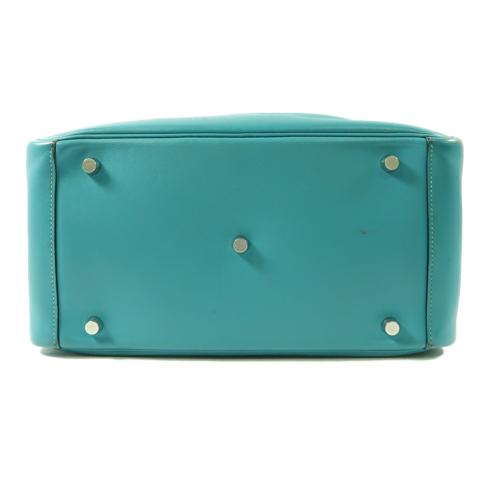 HERMES PHW Lindy 30 2 Way Shoulder Handbag Swift Leather Bleu Paon Green